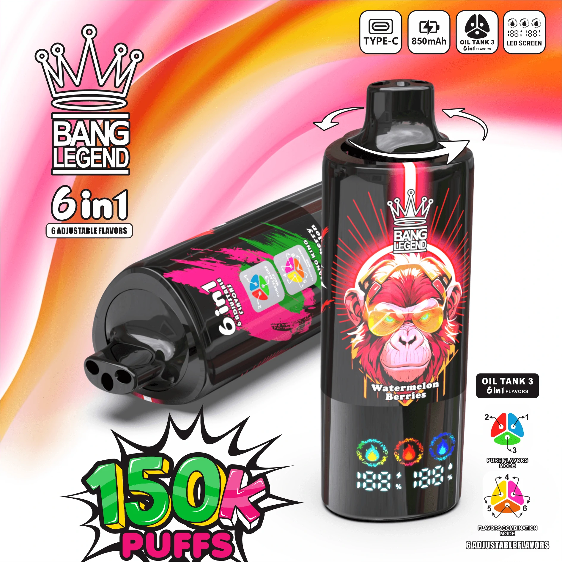 Bang Legend 150000 150K Bouffées Triple Mesh Coil Vape jetable - image 6
