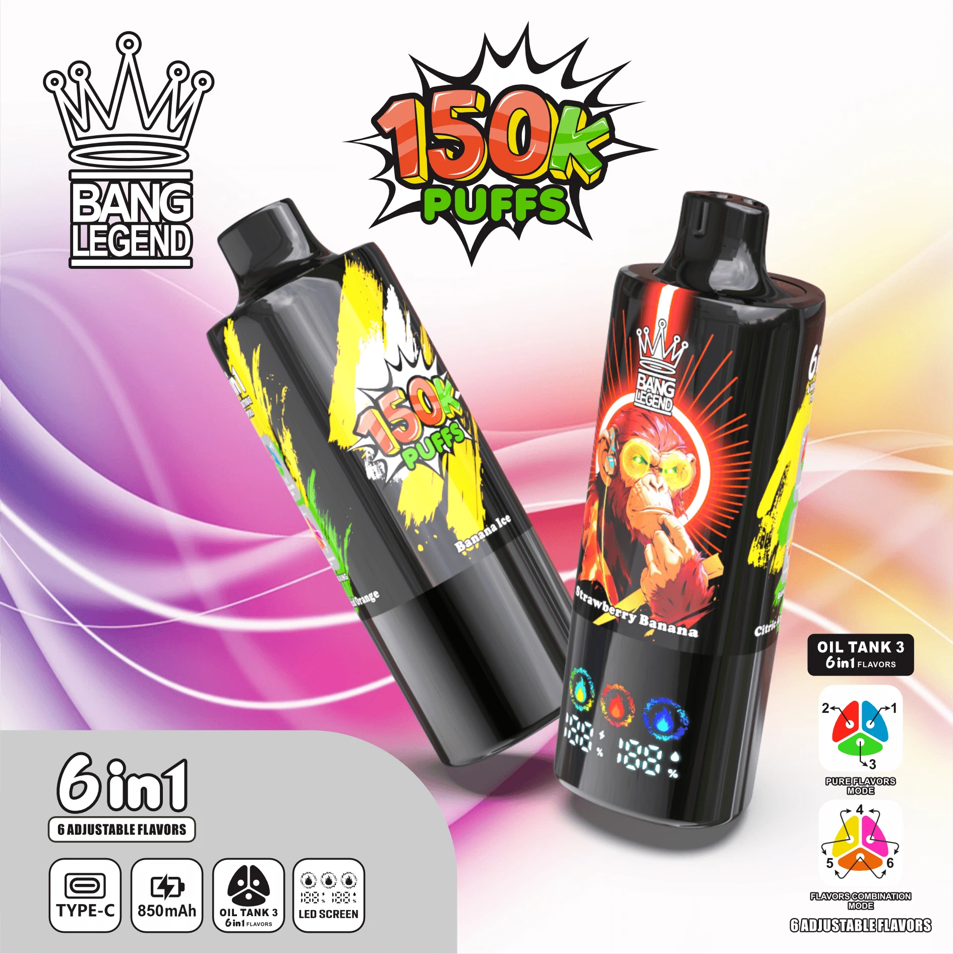 Bang Legend 150000 150K Bouffées Triple Mesh Coil Vape jetable - image 7