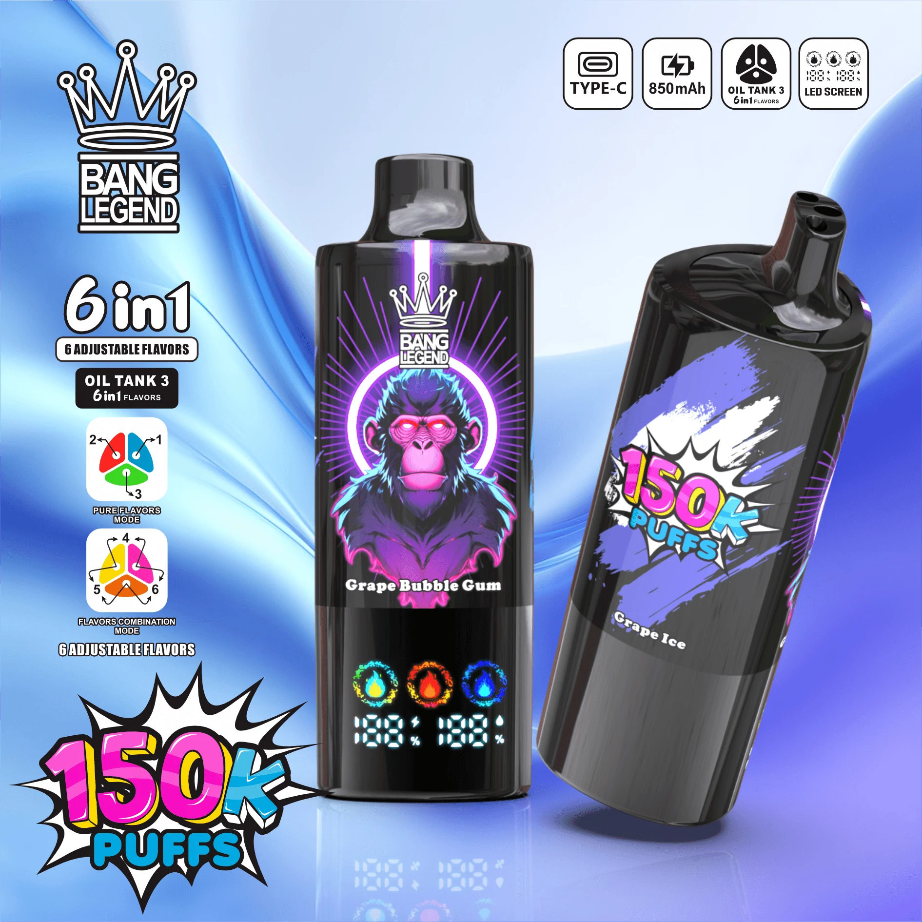 Bang Legend 150000 150K Bouffées Triple Mesh Coil Vape jetable - image 9