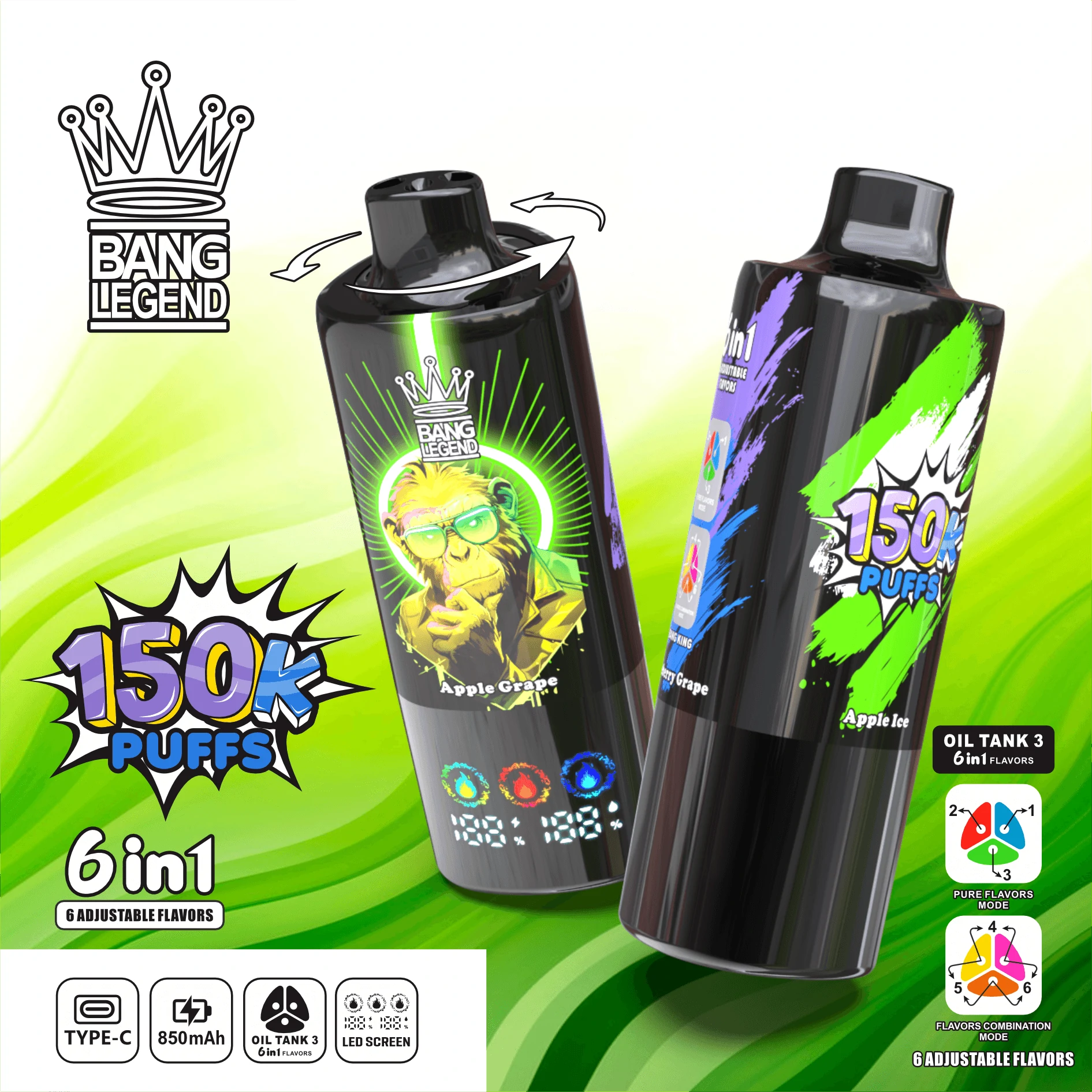 Bang Legend 150000 150K Bouffées Triple Mesh Coil Vape jetable - image 8