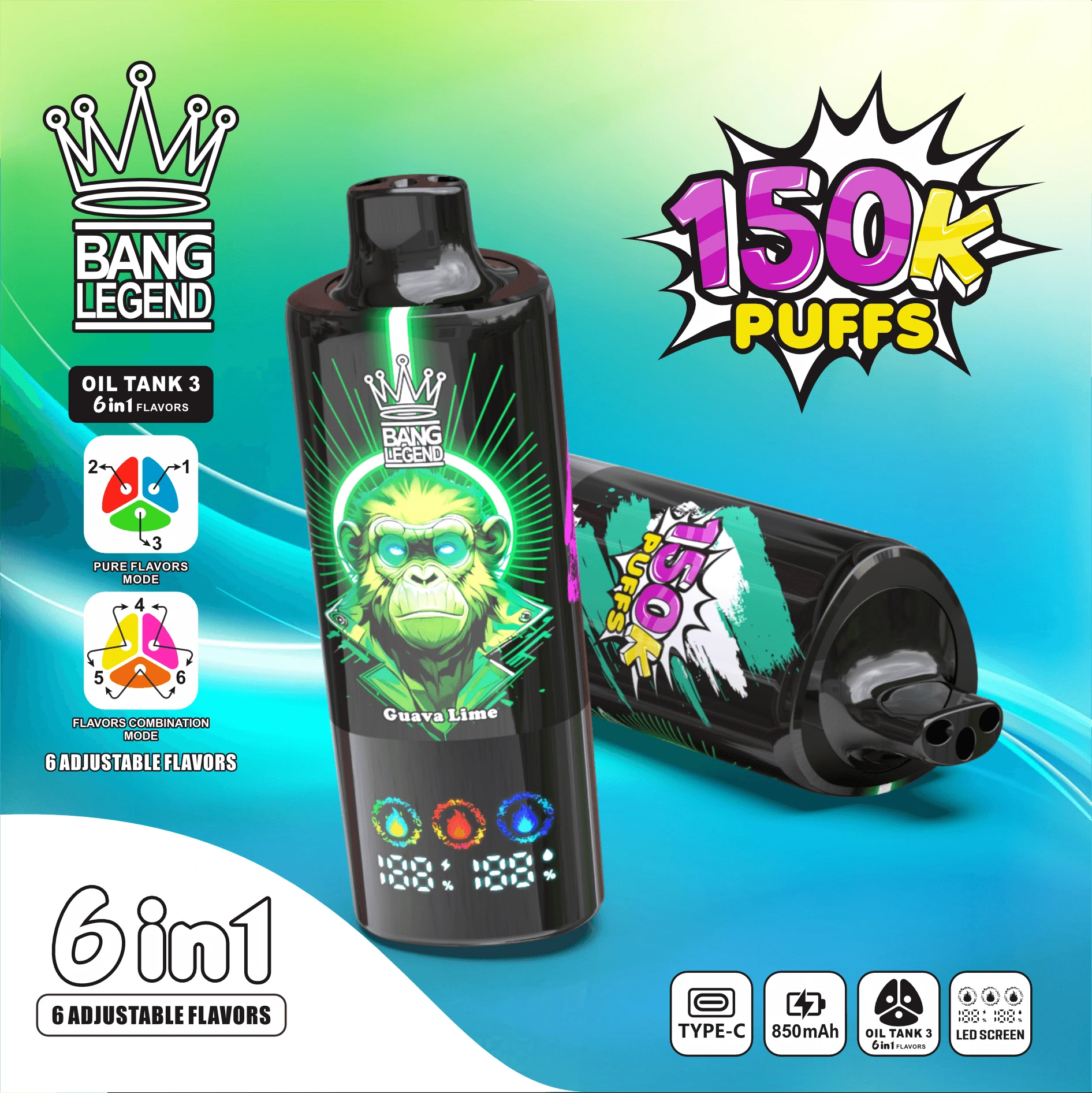 Bang Legend 150000 150K Bouffées Triple Mesh Coil Vape jetable - image 11