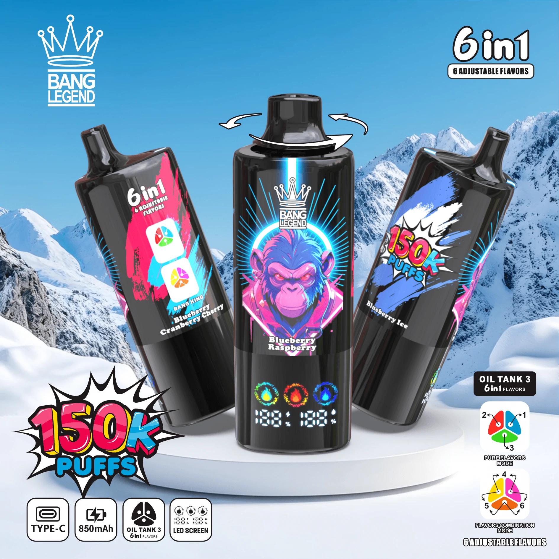 Bang Legend 150000 150K Bouffées Triple Mesh Coil Vape jetable - image 10