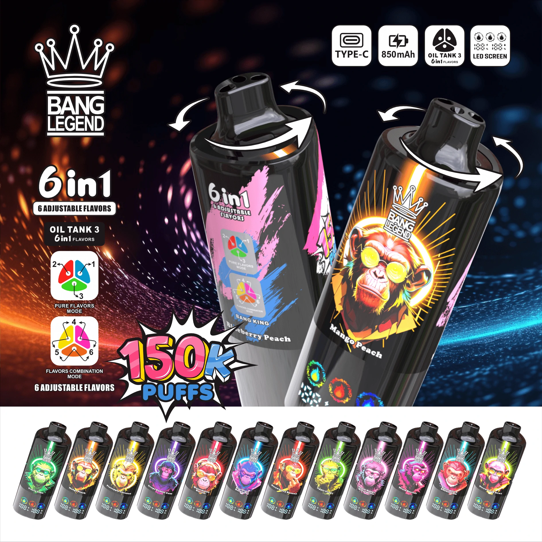 Bang Legend 150000 150K Bouffées Triple Mesh Coil Vape jetable - image 13