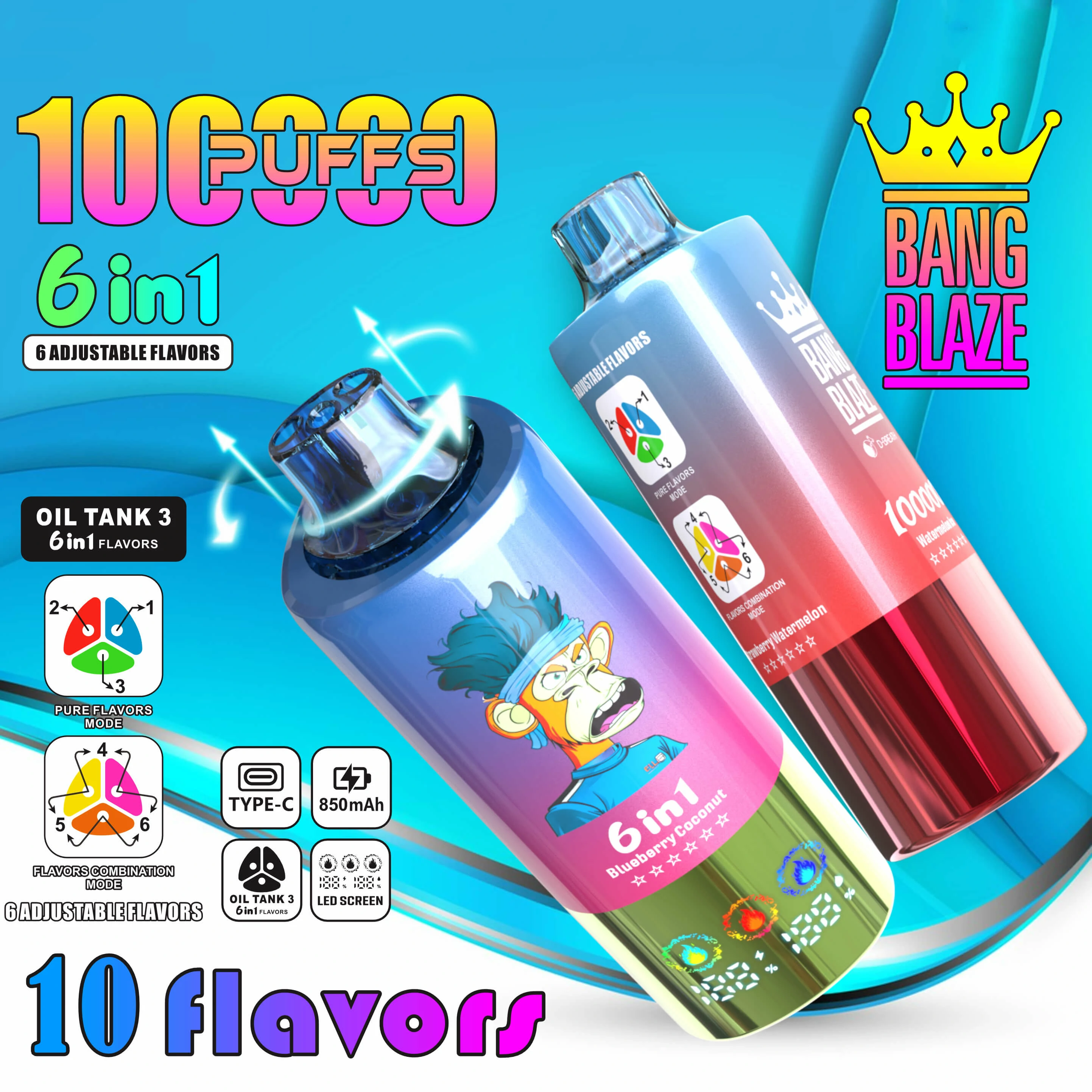 Bang Blaze 100000 100K Bouffées 6-in-1 Vape jetable