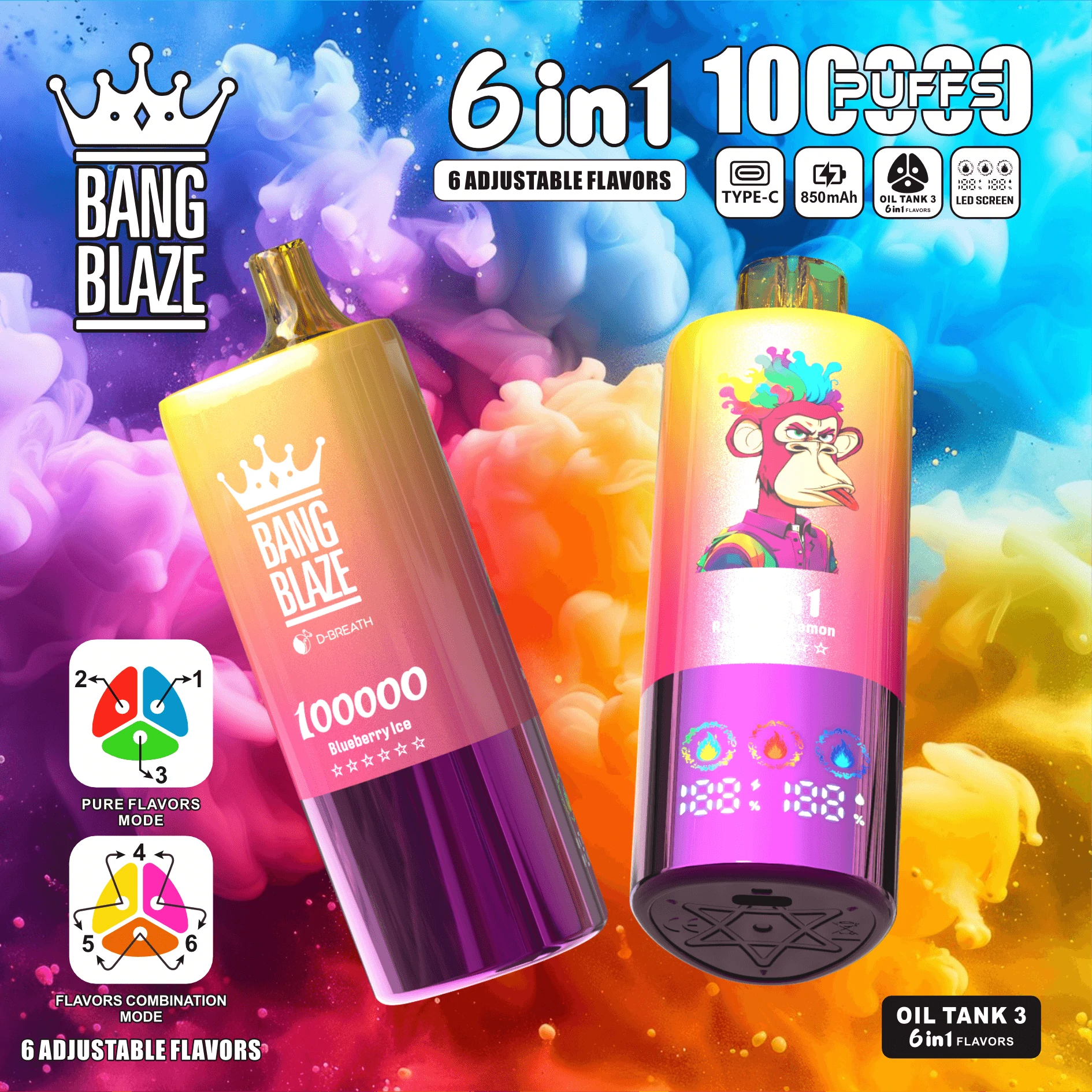 Bang Blaze 100000 100K Bouffées 6-in-1 Vape jetable - image 4
