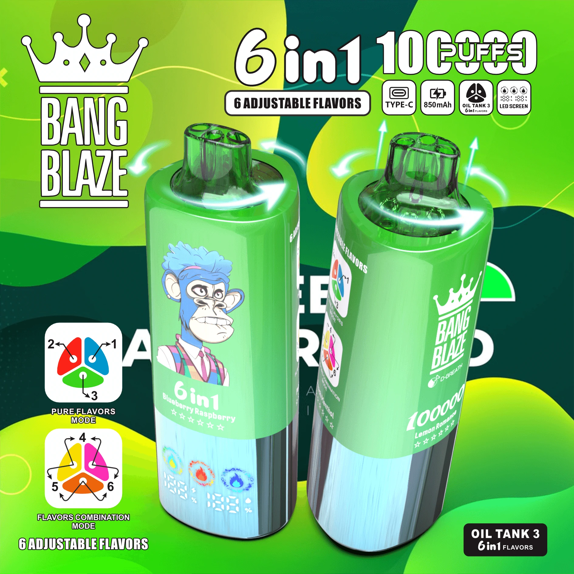 Bang Blaze 100000 100K Bouffées 6-in-1 Vape jetable - image 3