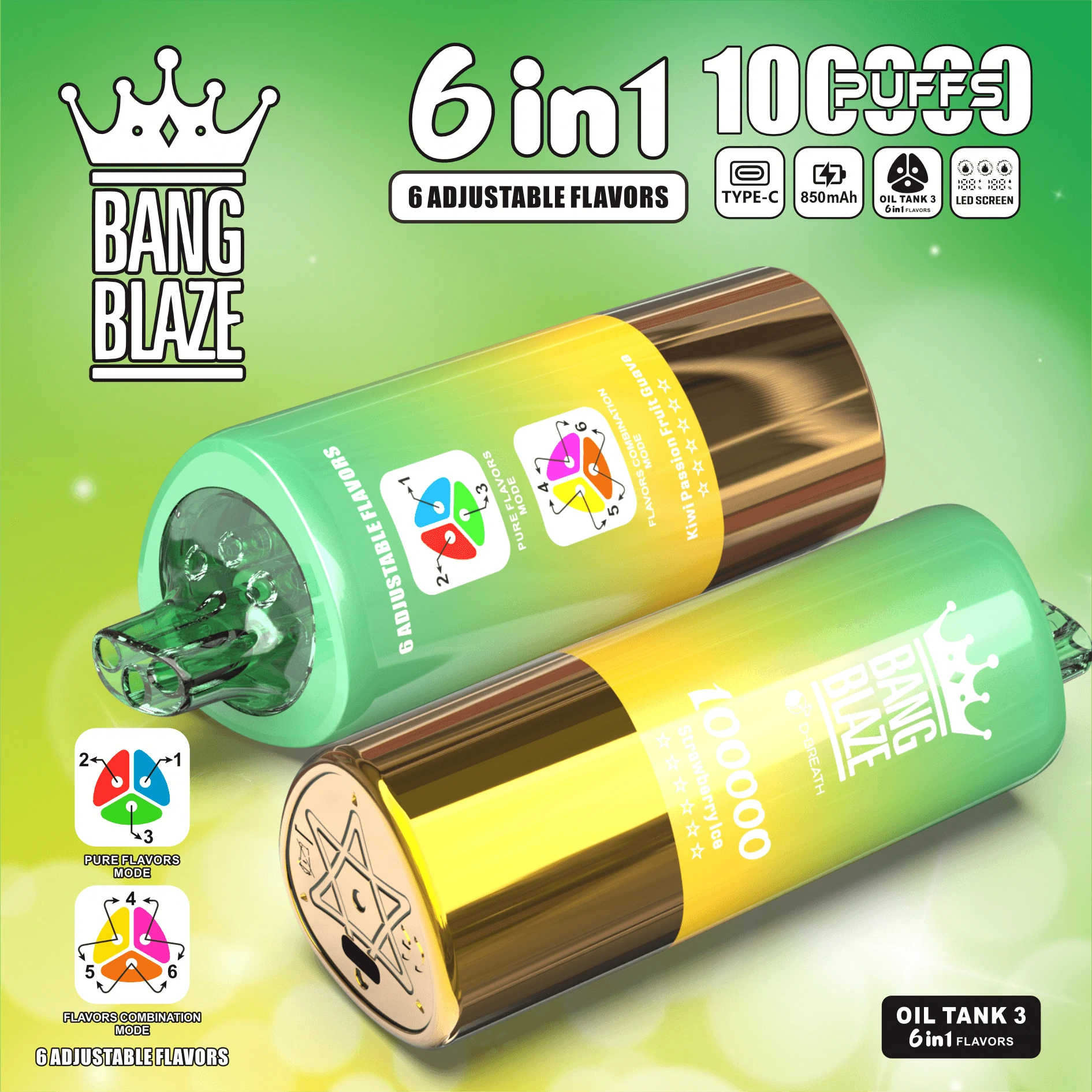 Bang Blaze 100000 100K Bouffées 6-in-1 Vape jetable - image 6