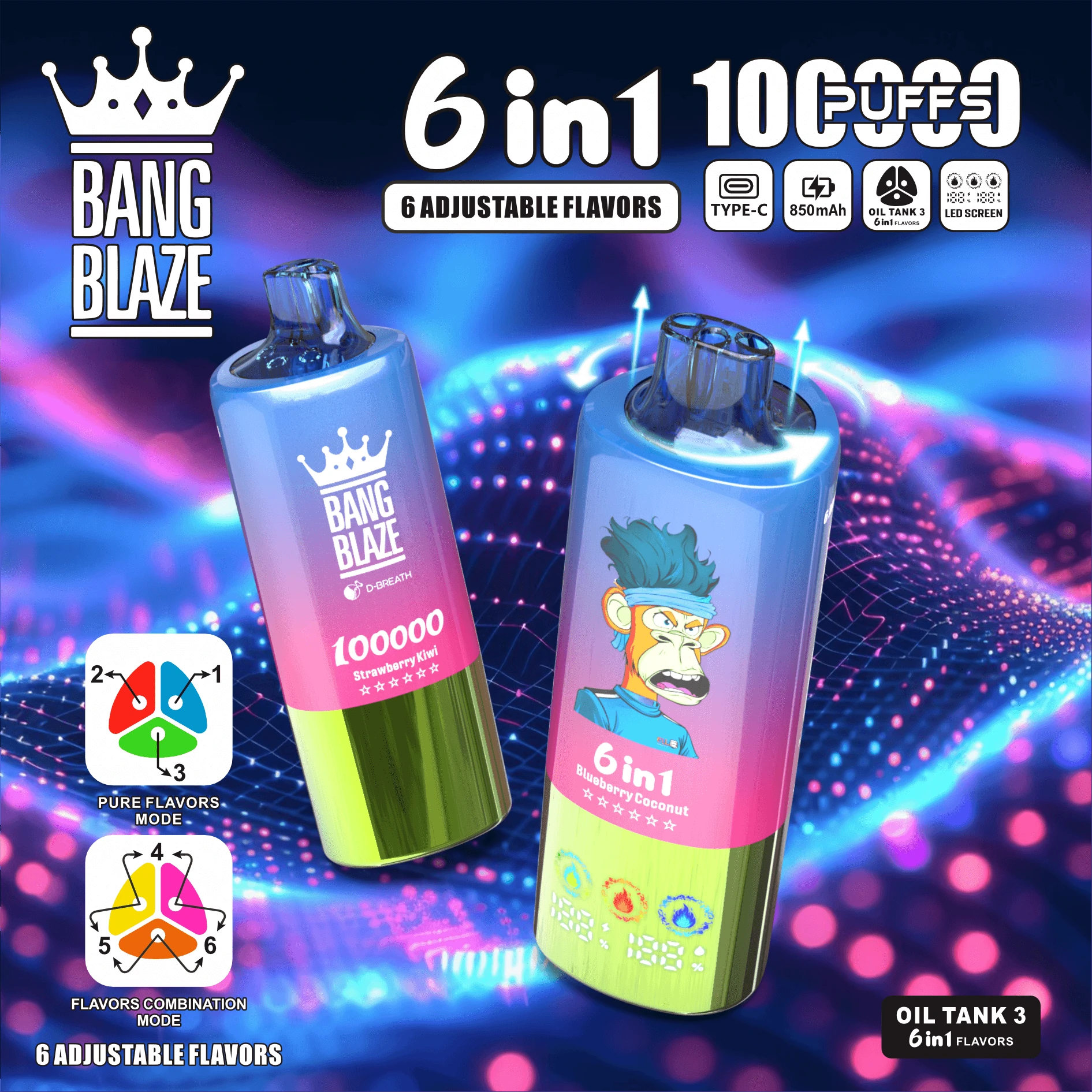 Bang Blaze 100000 100K Bouffées 6-in-1 Vape jetable - image 8