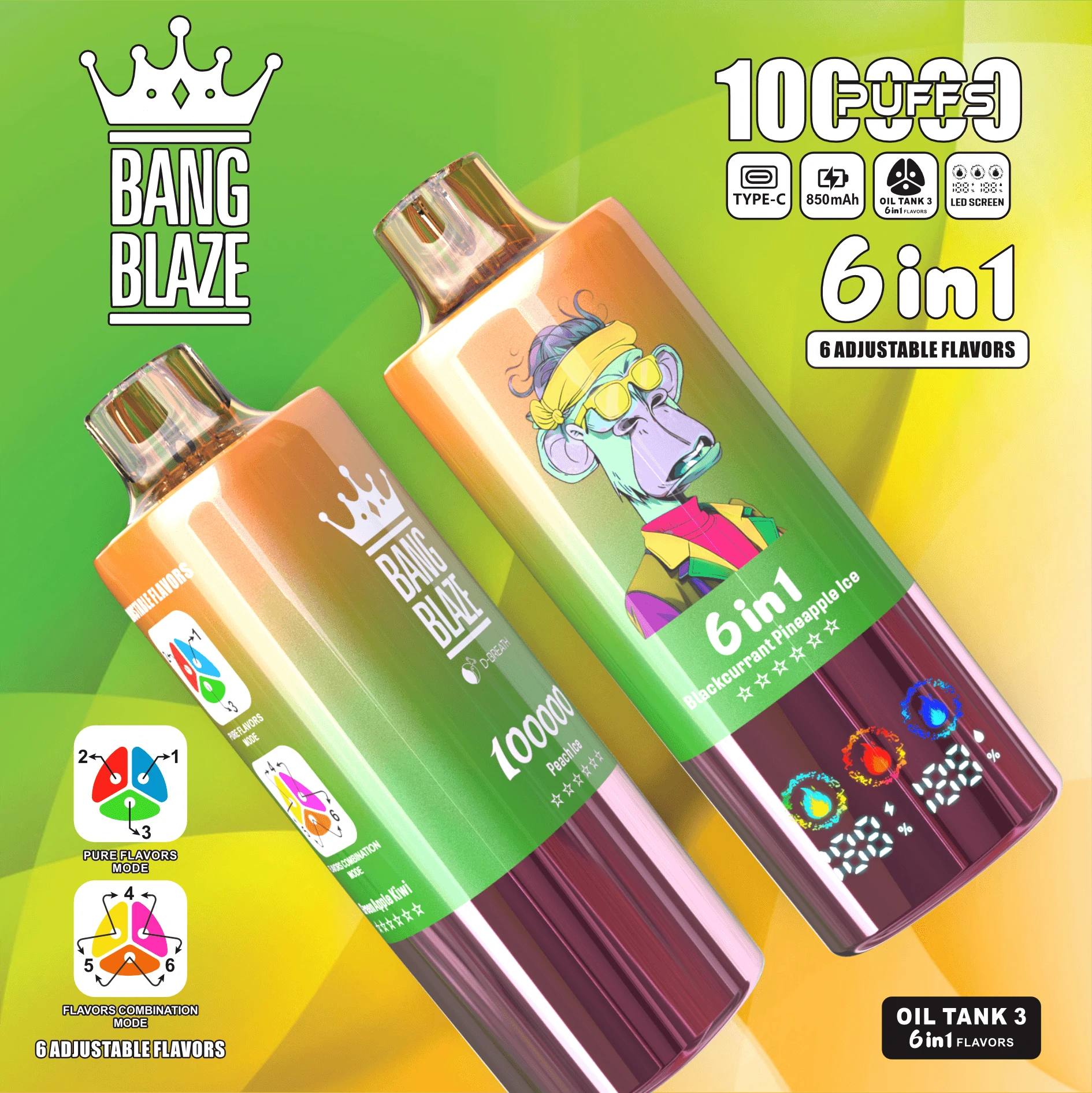 Bang Blaze 100000 100K Bouffées 6-in-1 Vape jetable - image 7