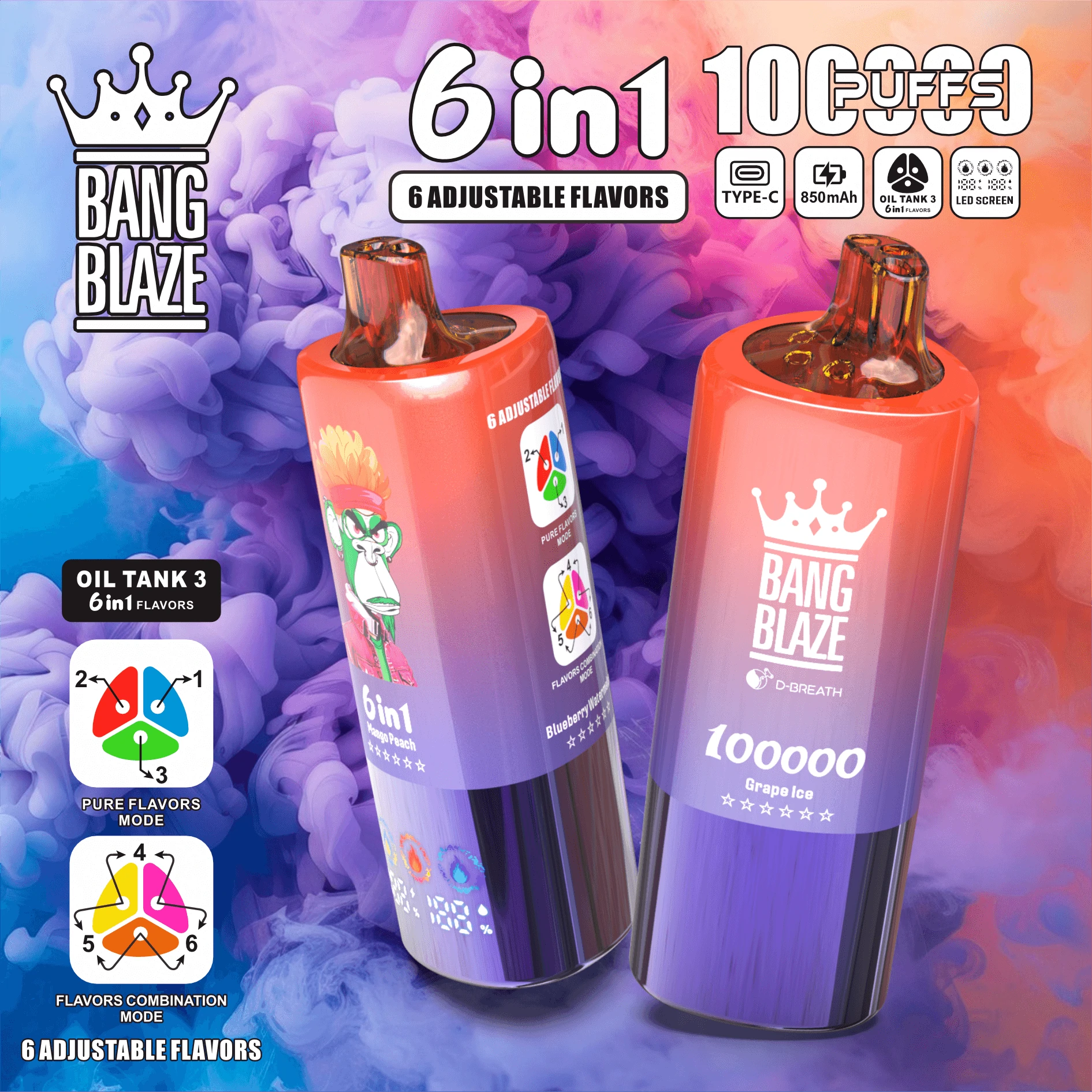Bang Blaze 100000 100K Bouffées 6-in-1 Vape jetable - image 9