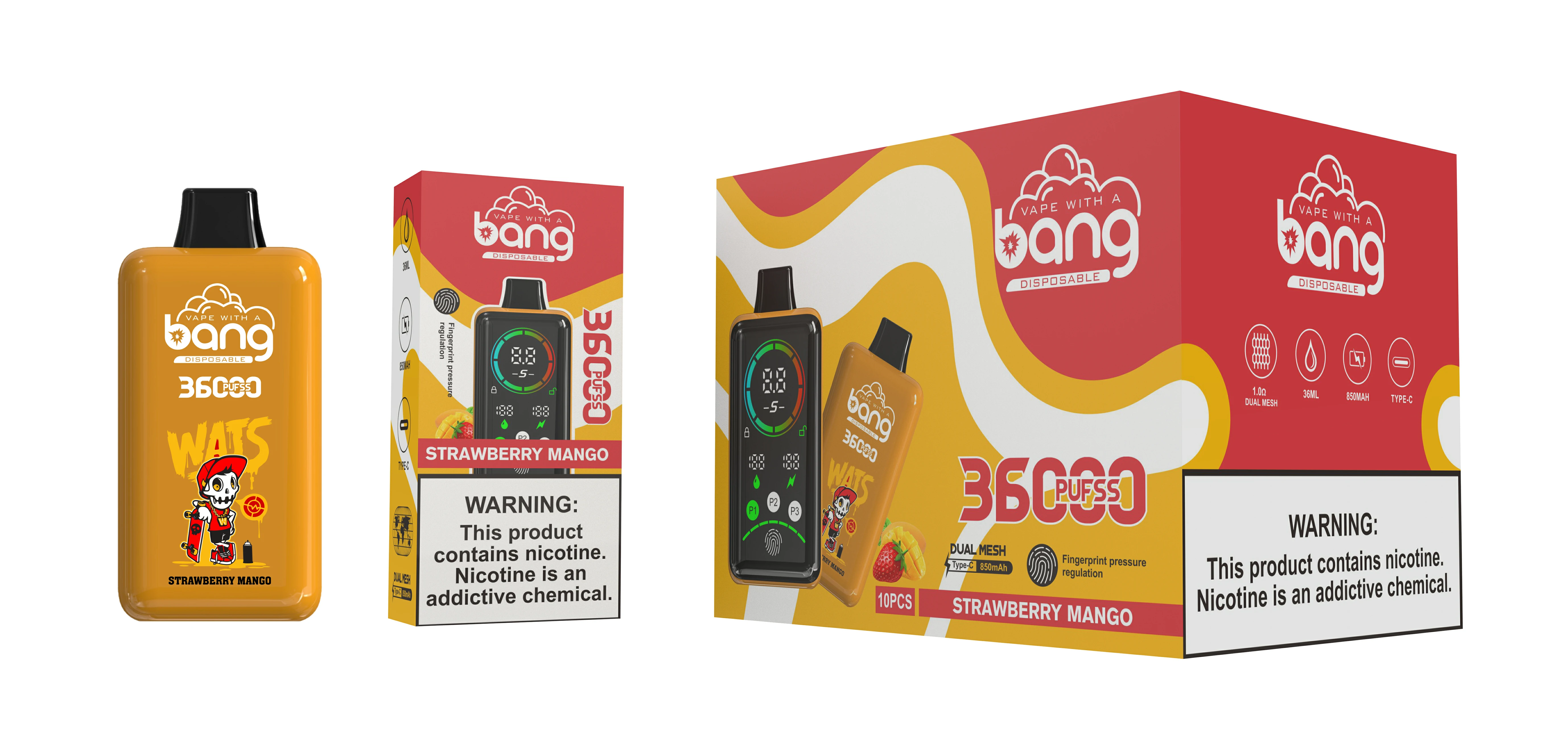 BANG 36000 36K Bouffées Écran LED Vape jetable