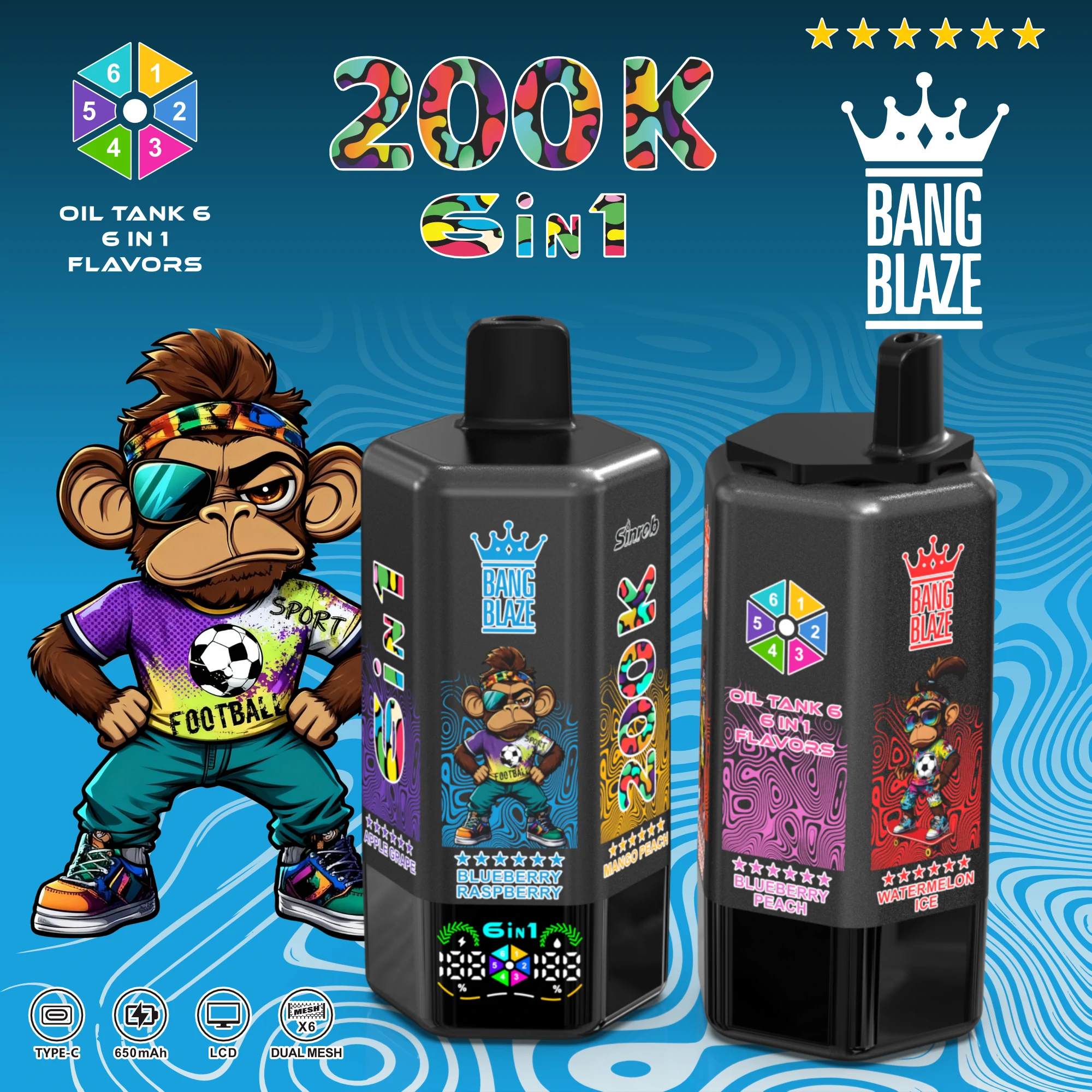 Bang Blaze 200000 200K Bouffées écran d'affichage Vape jetable - image 2