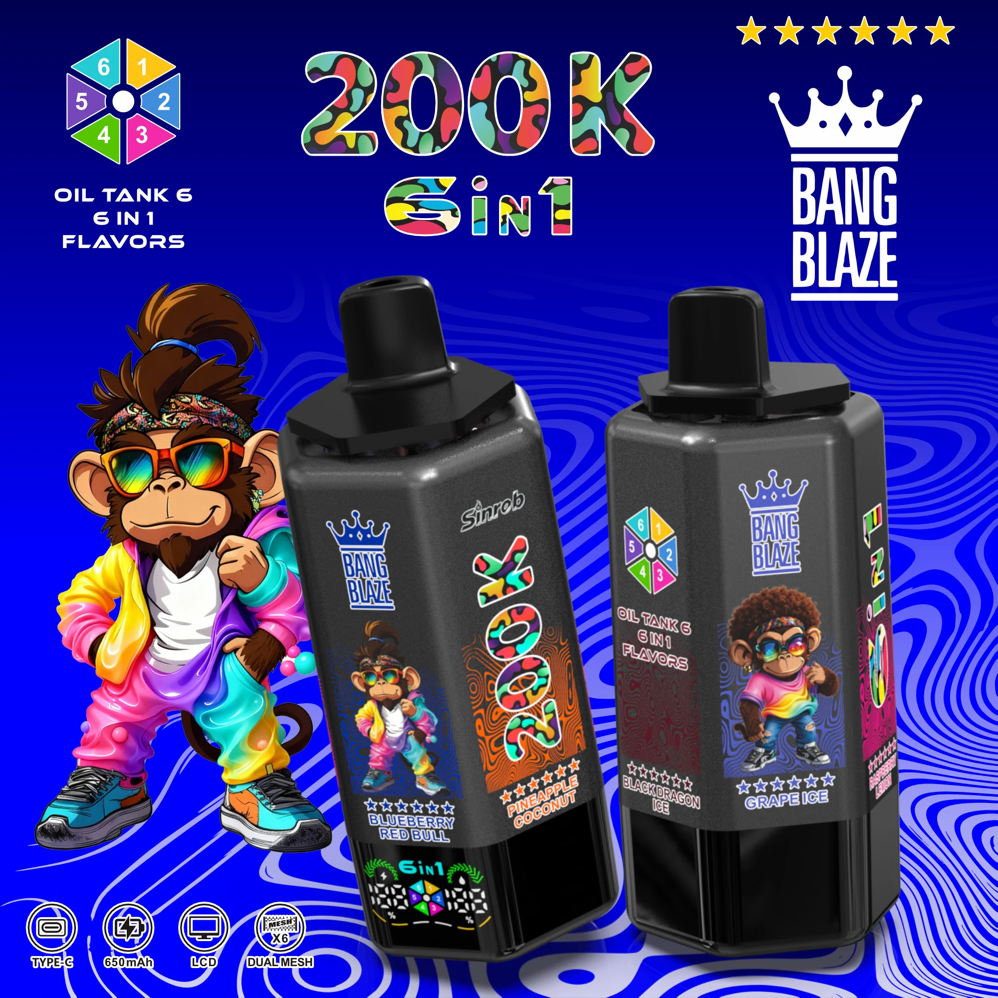 Bang Blaze 200000 200K Bouffées écran d'affichage Vape jetable - image 3