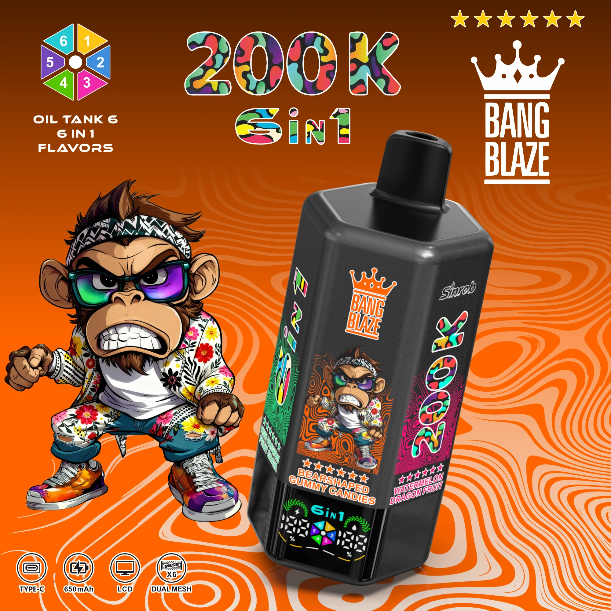 Bang Blaze 200000 200K Bouffées écran d'affichage Vape jetable - image 5