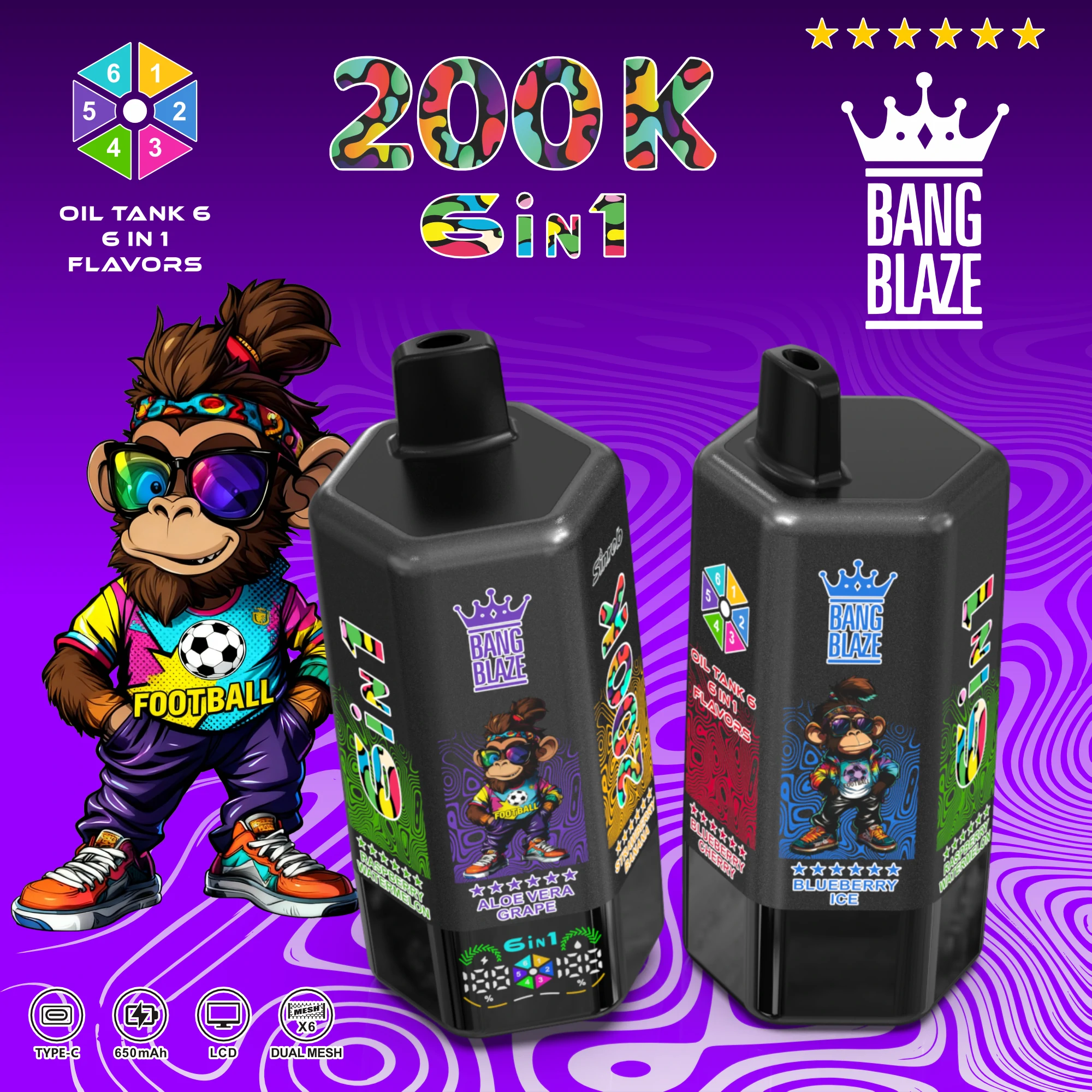Bang Blaze 200000 200K Bouffées écran d'affichage Vape jetable - image 4