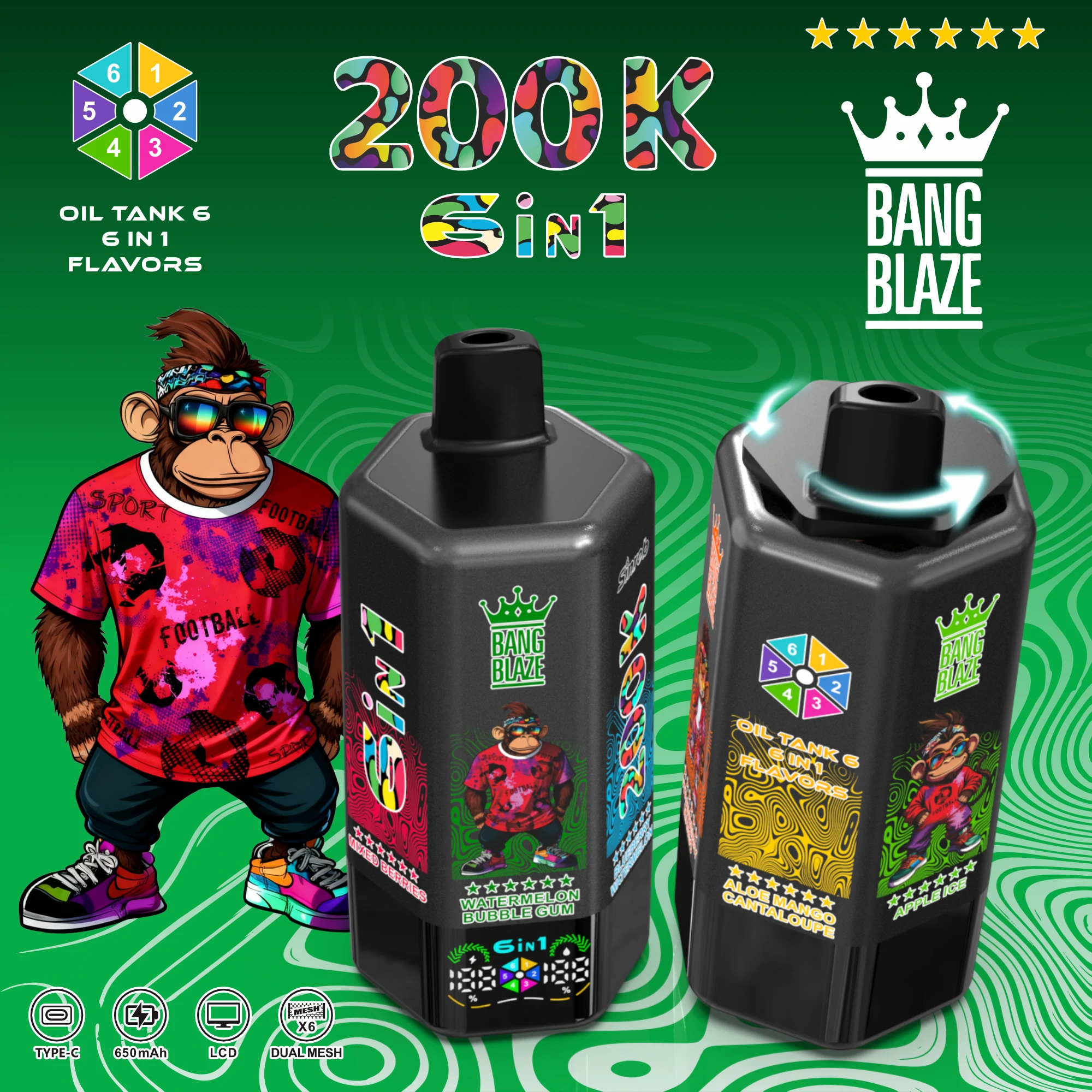 Bang Blaze 200000 200K Bouffées écran d'affichage Vape jetable - image 8