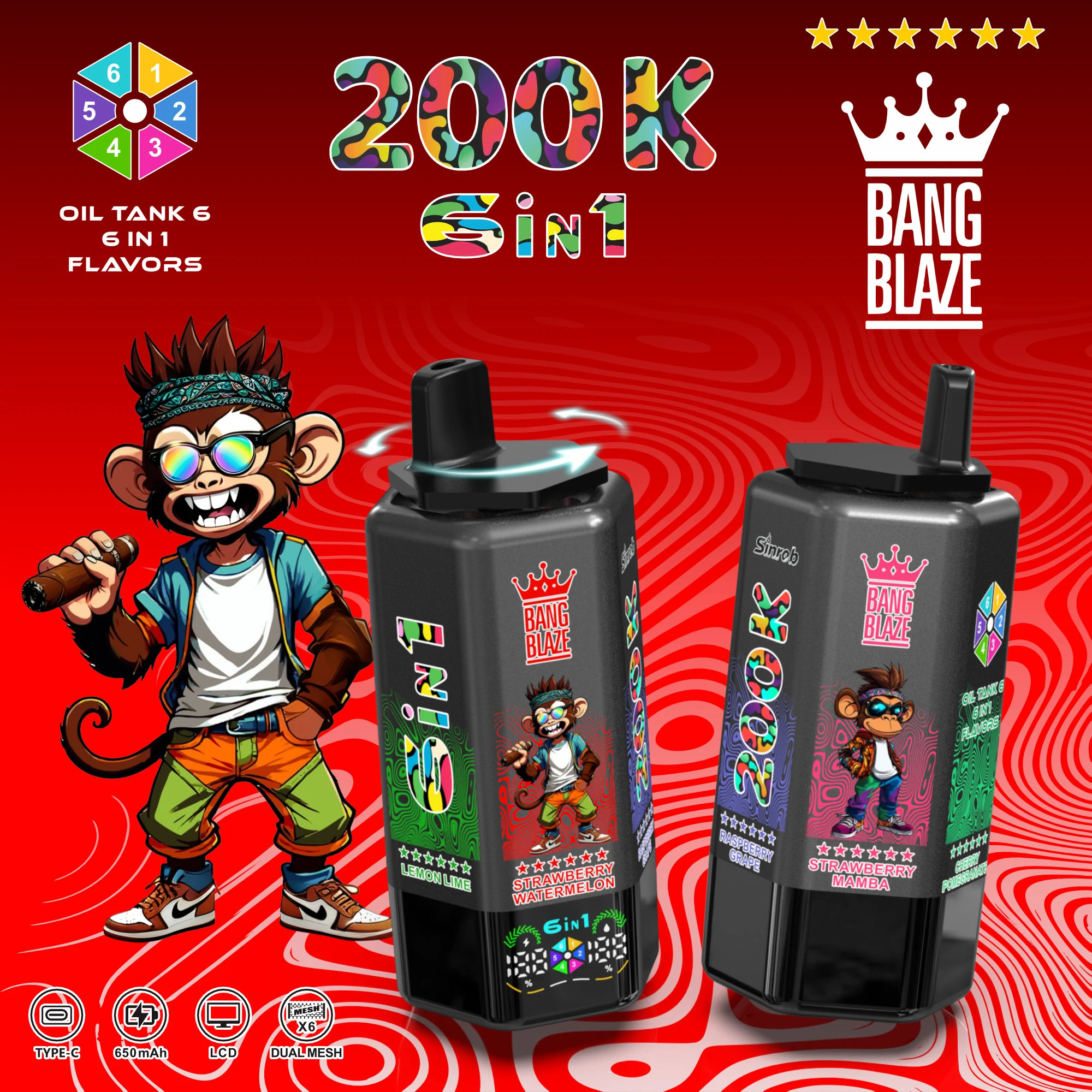 Bang Blaze 200000 200K Bouffées écran d'affichage Vape jetable - image 7