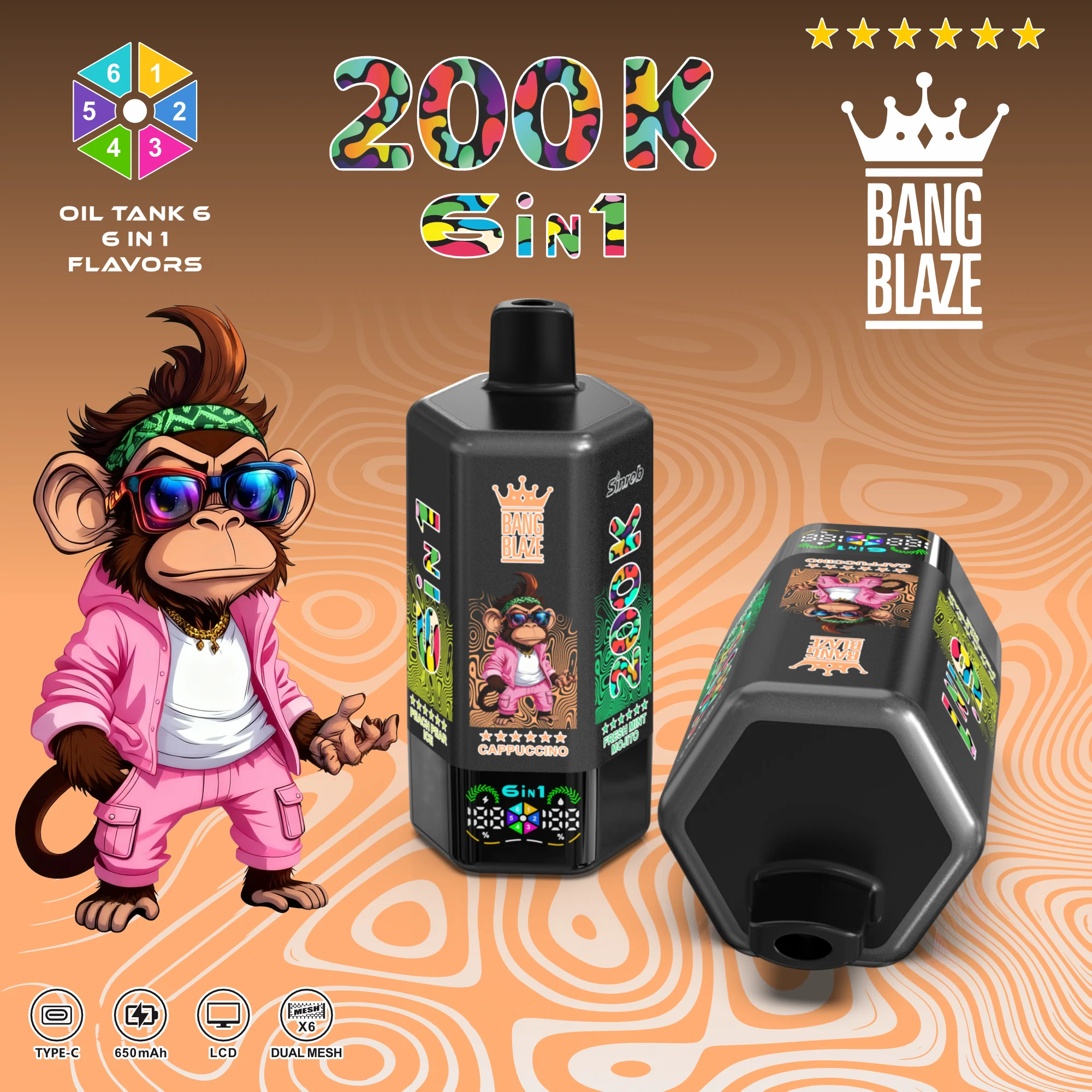 Bang Blaze 200000 200K Bouffées écran d'affichage Vape jetable - image 6