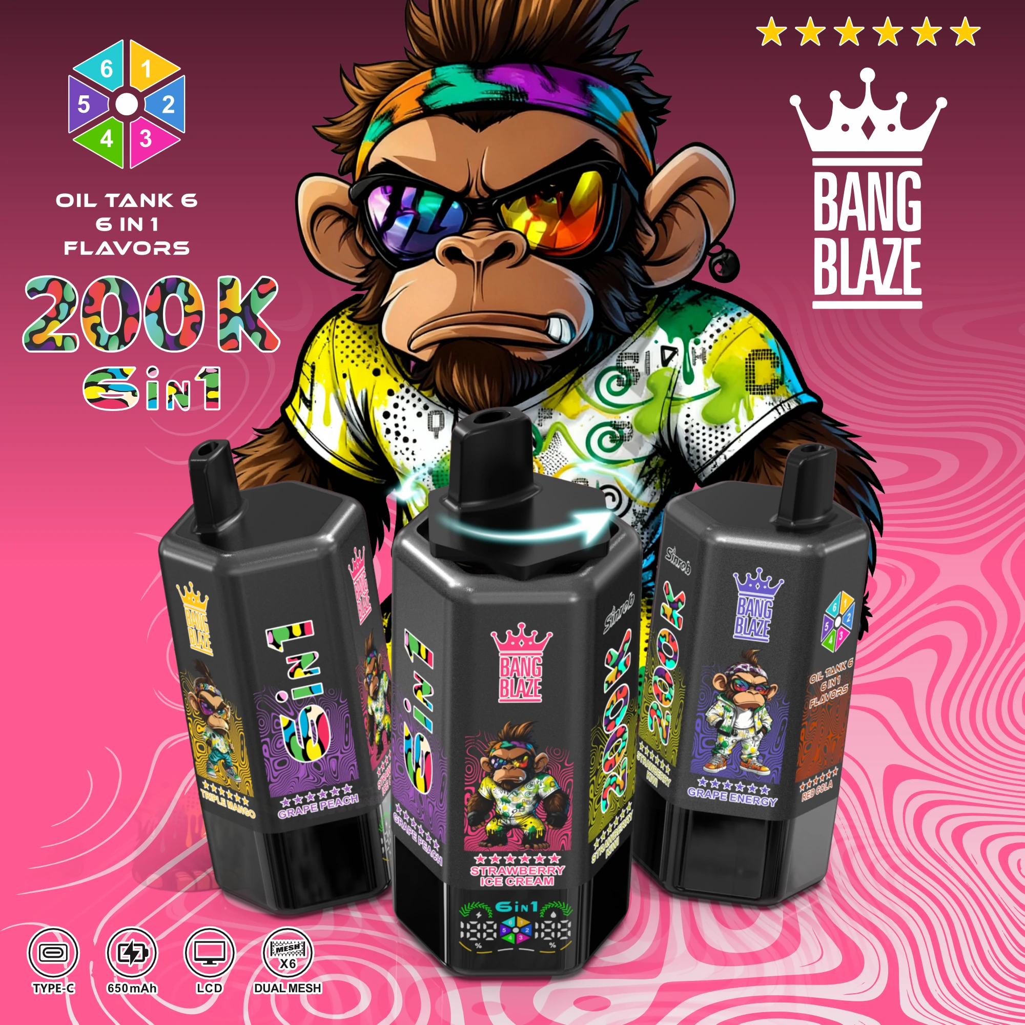 Bang Blaze 200000 200K Bouffées écran d'affichage Vape jetable - image 12