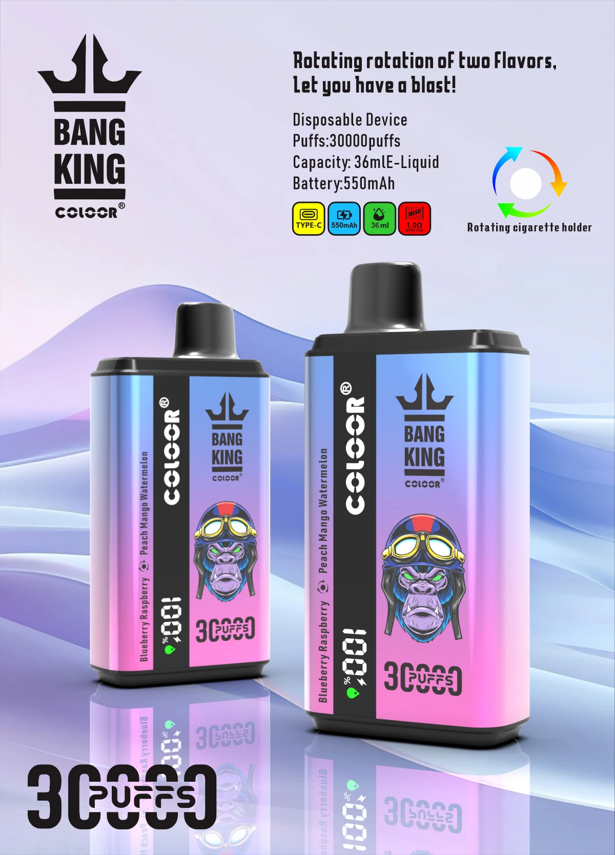 Bang King 30000 30K Bouffées 2-in-1 Vape jetable - image 5