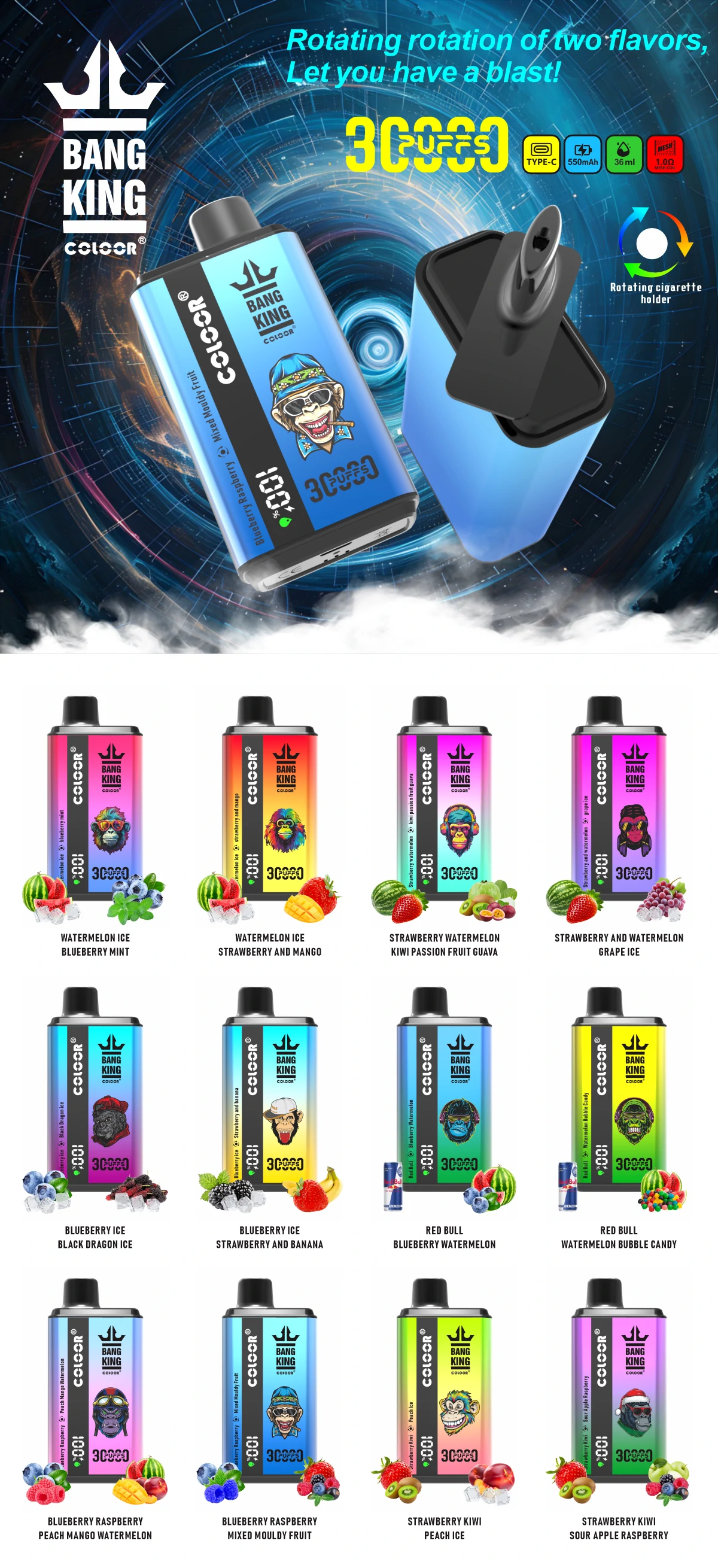 Bang King 30000 30K Bouffées 2-in-1 Vape jetable - image 13