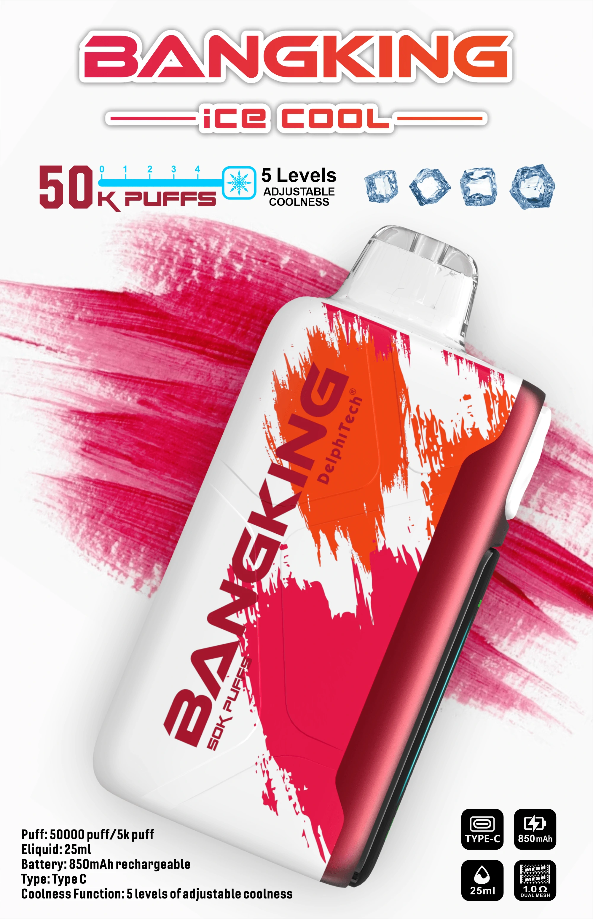 Bang King Ice Cool 60000 60K Bouffées Écran d'affichage Vape jetable - image 6