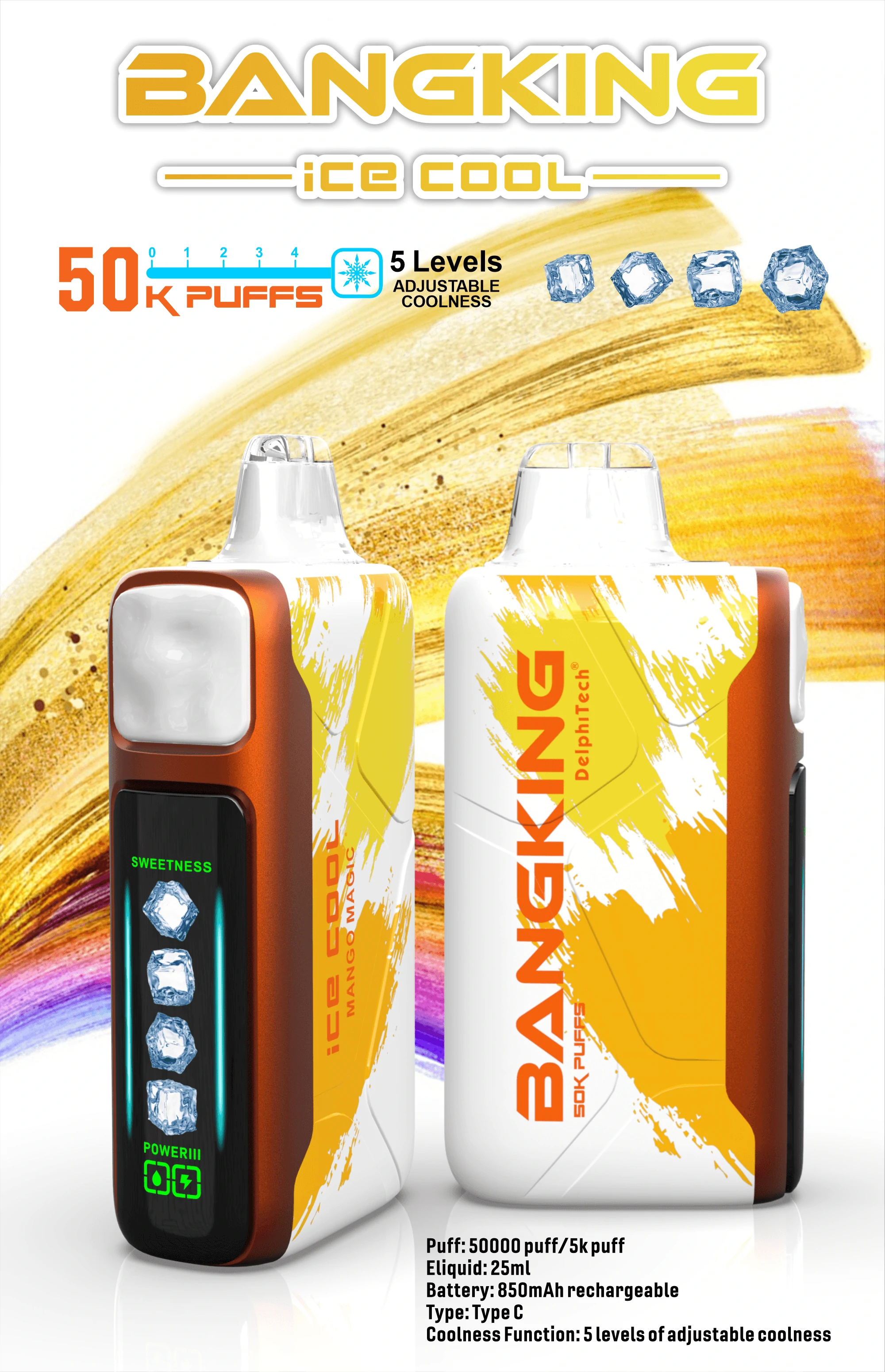 Bang King Ice Cool 60000 60K Bouffées Écran d'affichage Vape jetable - image 7