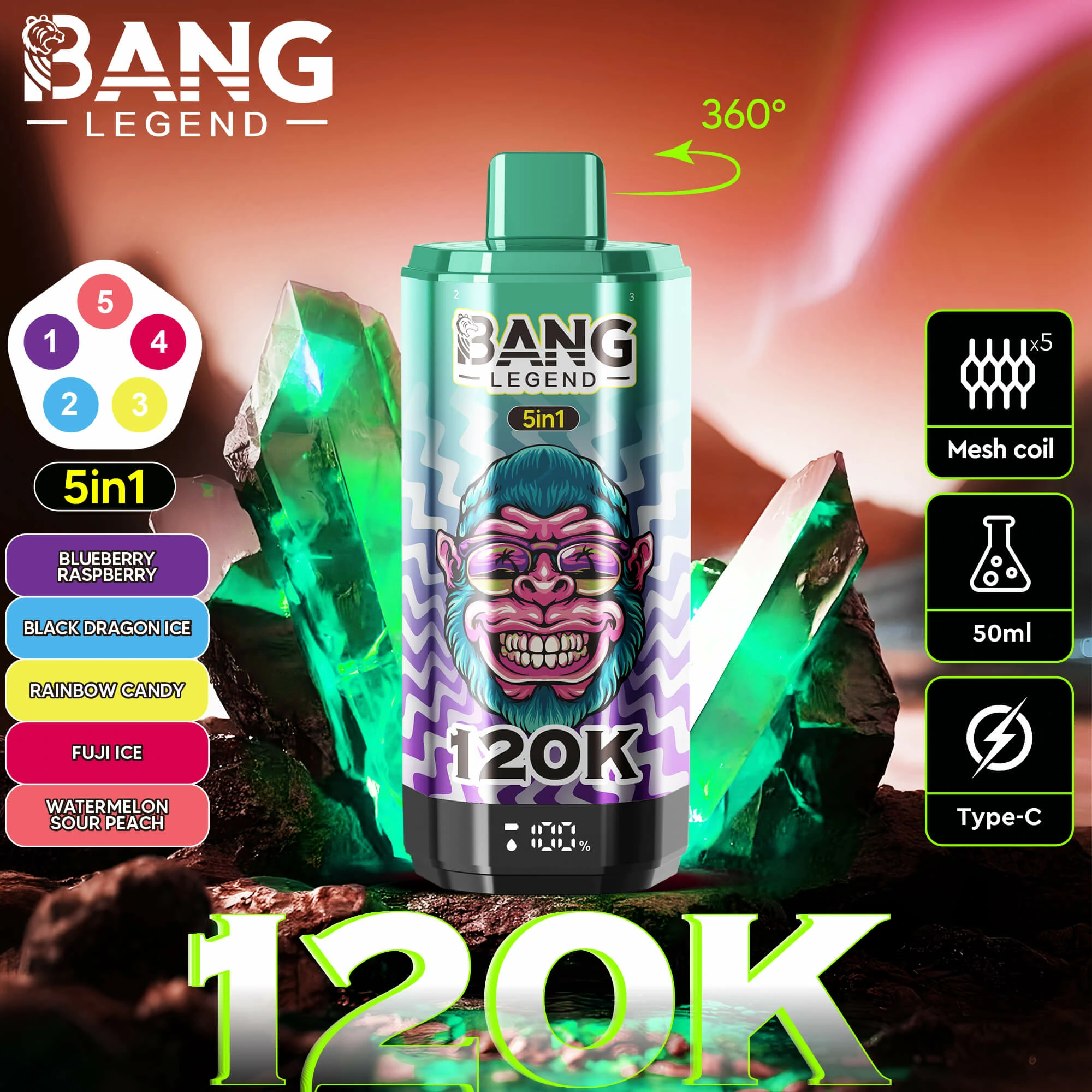 Bang Legend 120000 120K Bouffées Écran LED Vape jetable - image 5