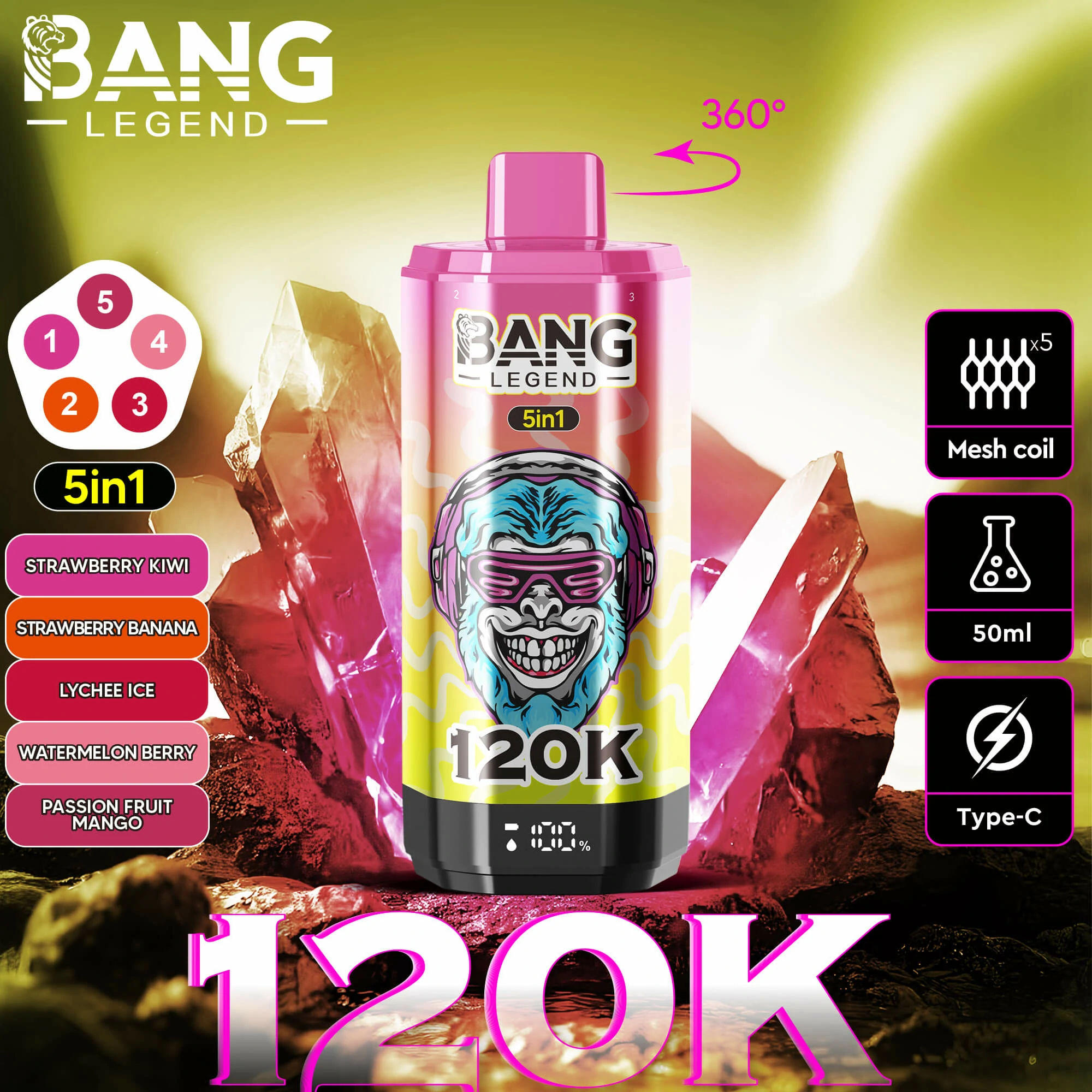 Bang Legend 120000 120K Bouffées Écran LED Vape jetable - image 12