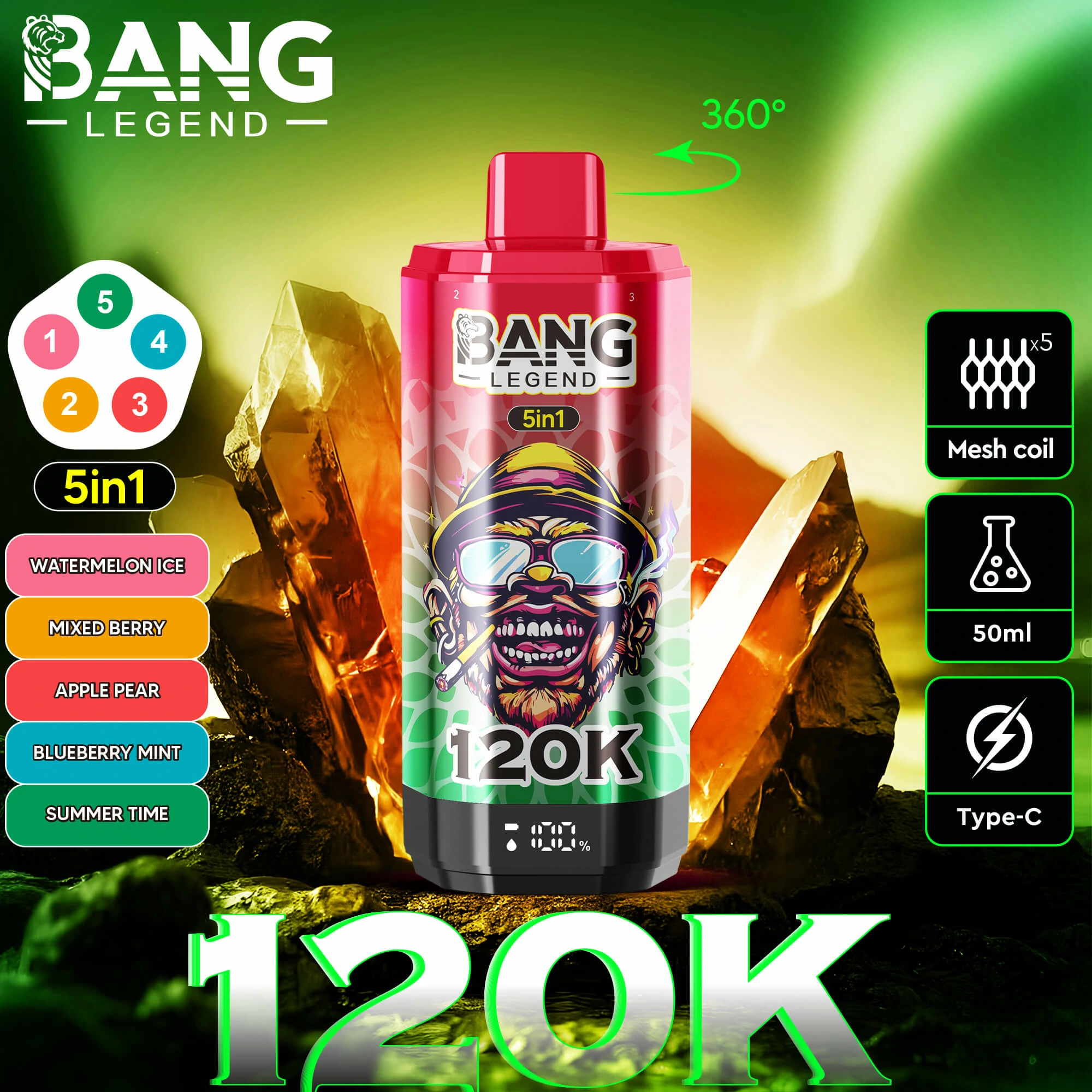 Bang Legend 120000 120K Bouffées Écran LED Vape jetable - image 6