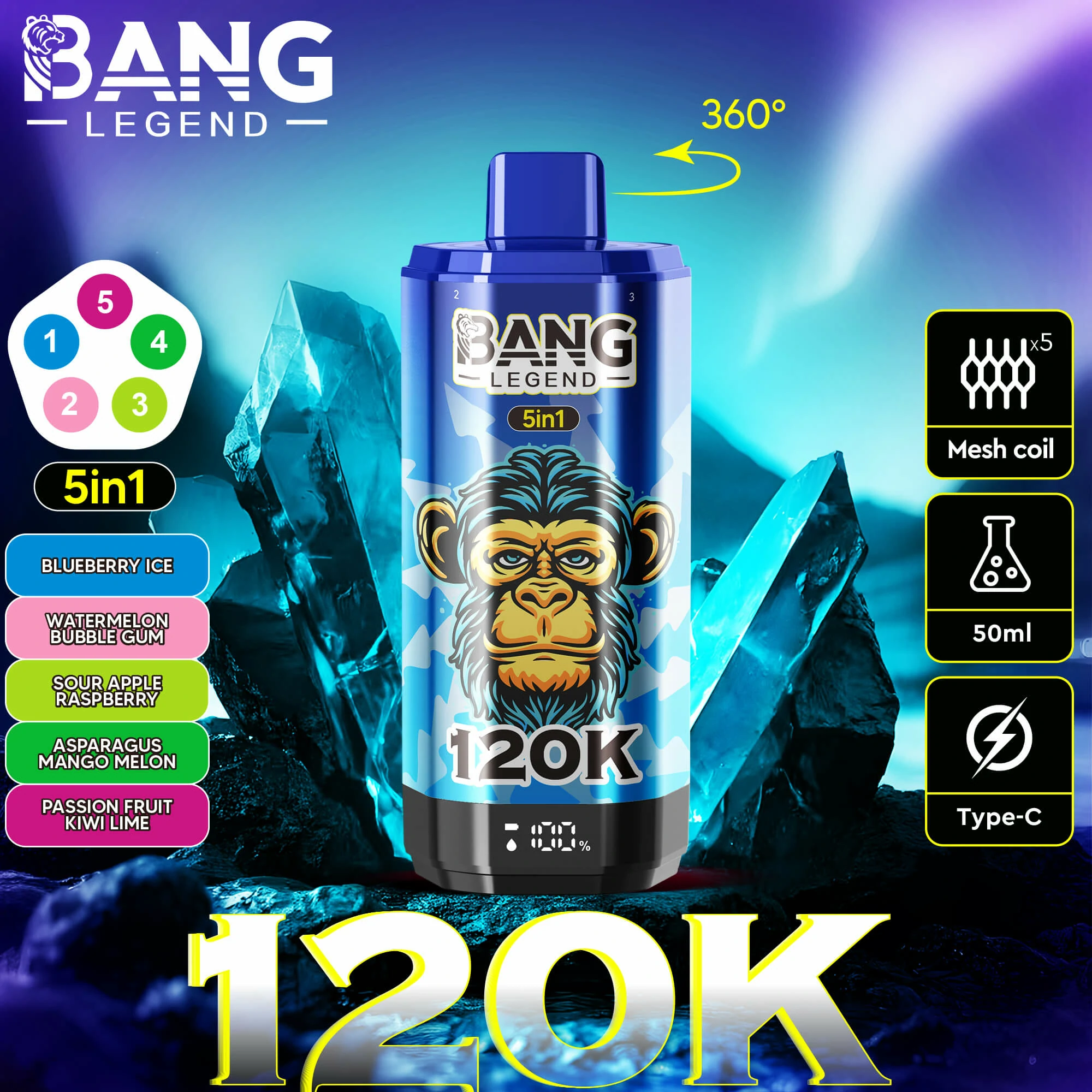 Bang Legend 120000 120K Bouffées Écran LED Vape jetable - image 8