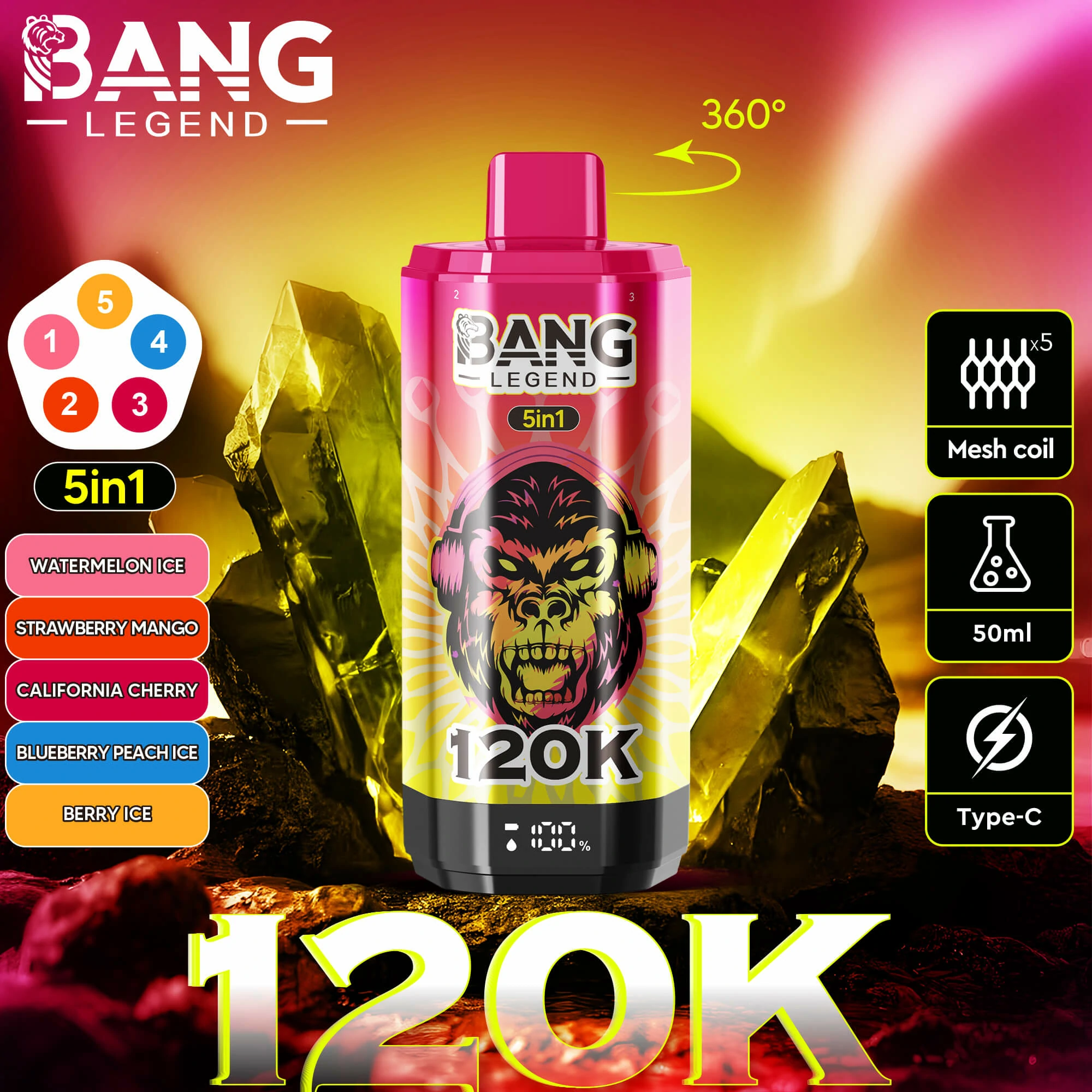 Bang Legend 120000 120K Bouffées Écran LED Vape jetable - image 9