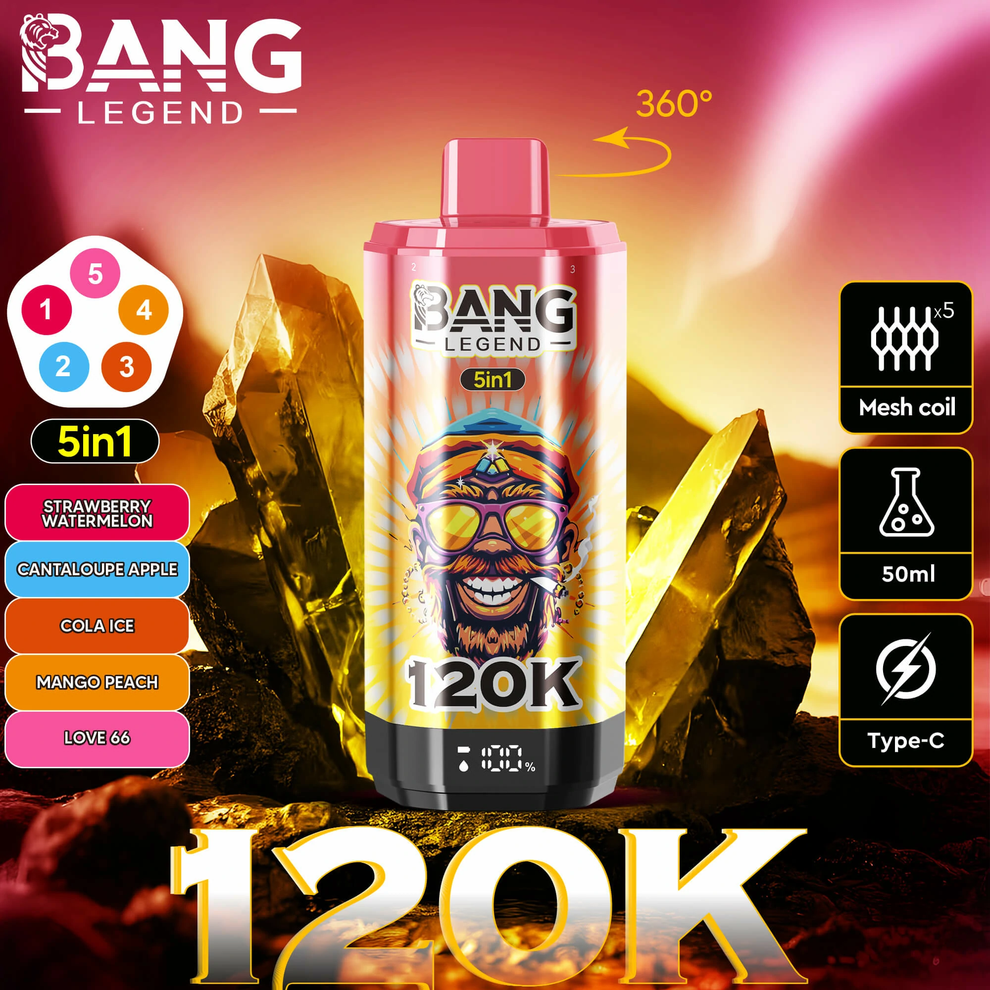 Bang Legend 120000 120K Bouffées Écran LED Vape jetable - image 11