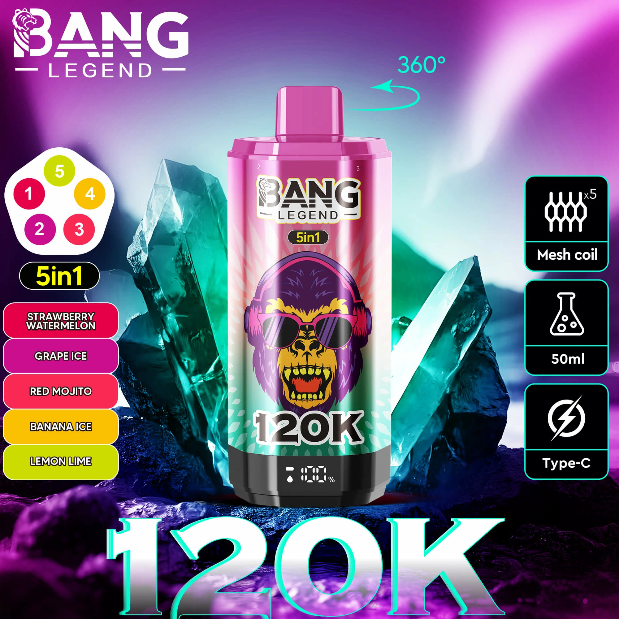 Bang Legend 120000 120K Bouffées Écran LED Vape jetable - image 10