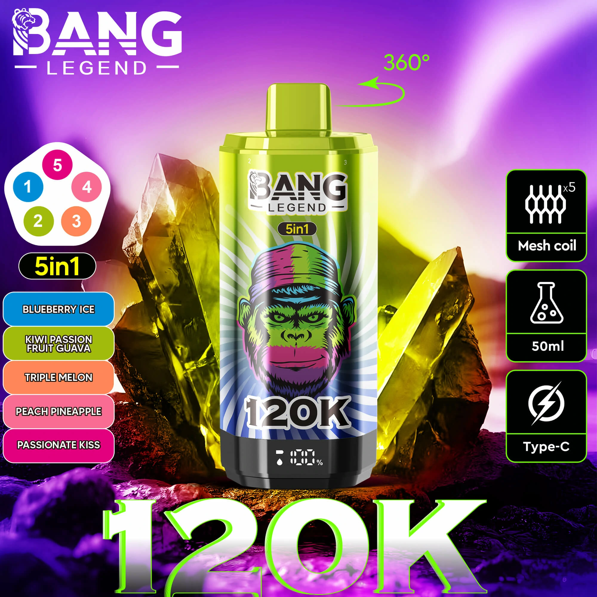Bang Legend 120000 120K Bouffées Écran LED Vape jetable - image 7