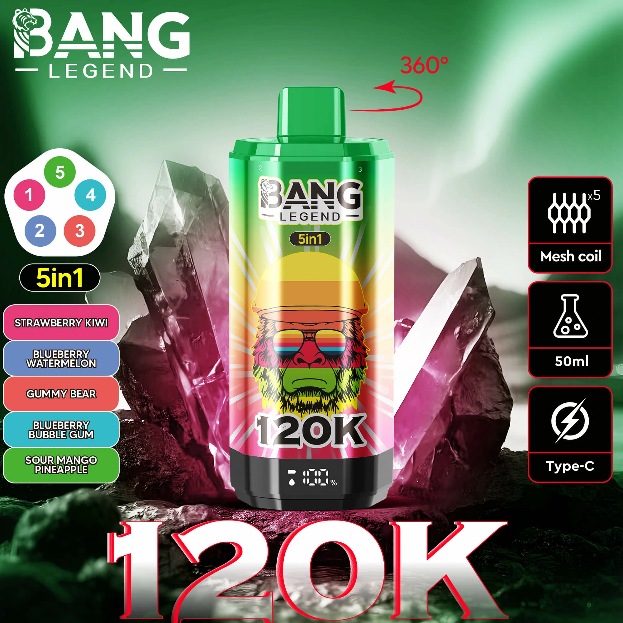 Bang Legend 120000 120K Bouffées Écran LED Vape jetable - image 13