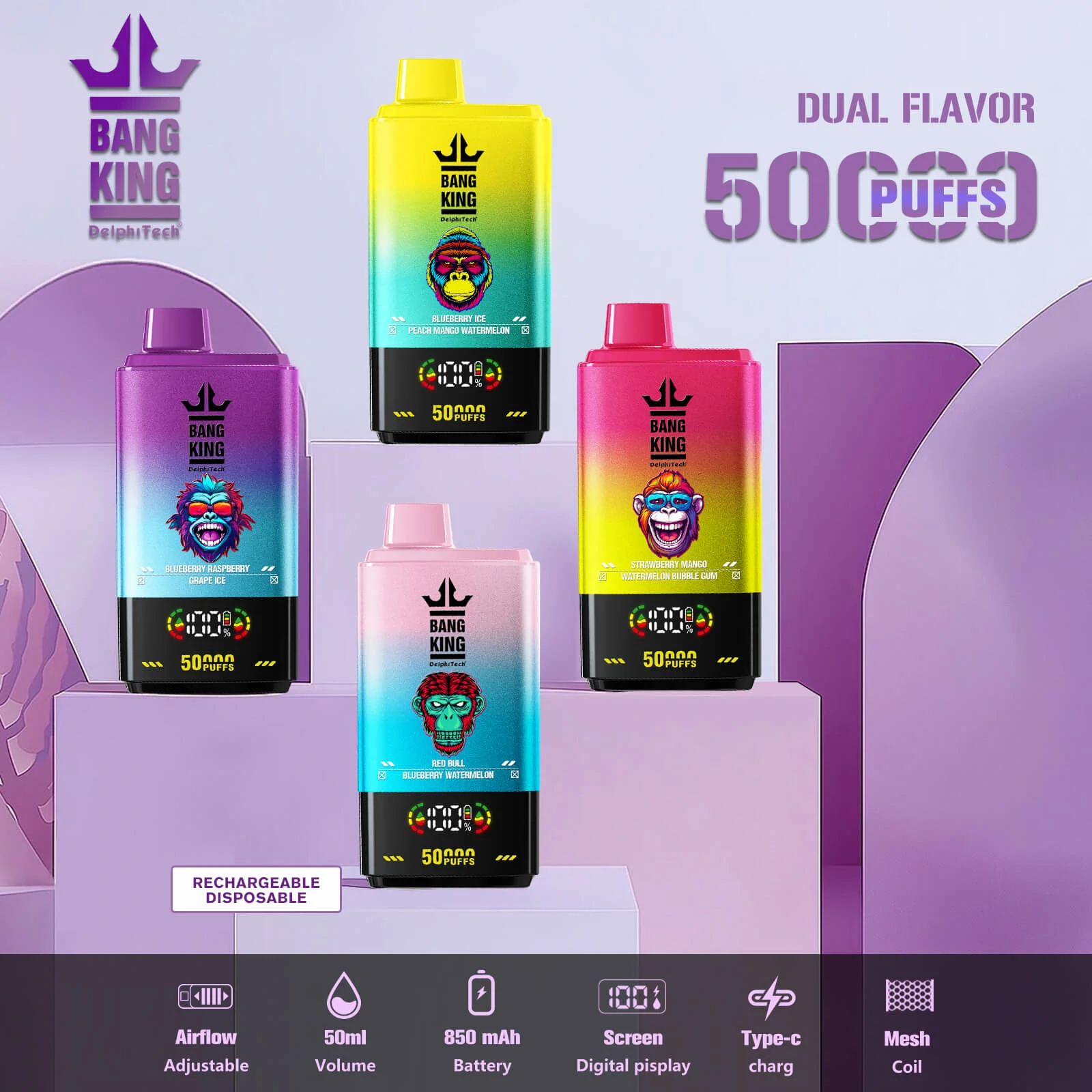 Bang King Twins 50000 50K Bouffées Vape jetable