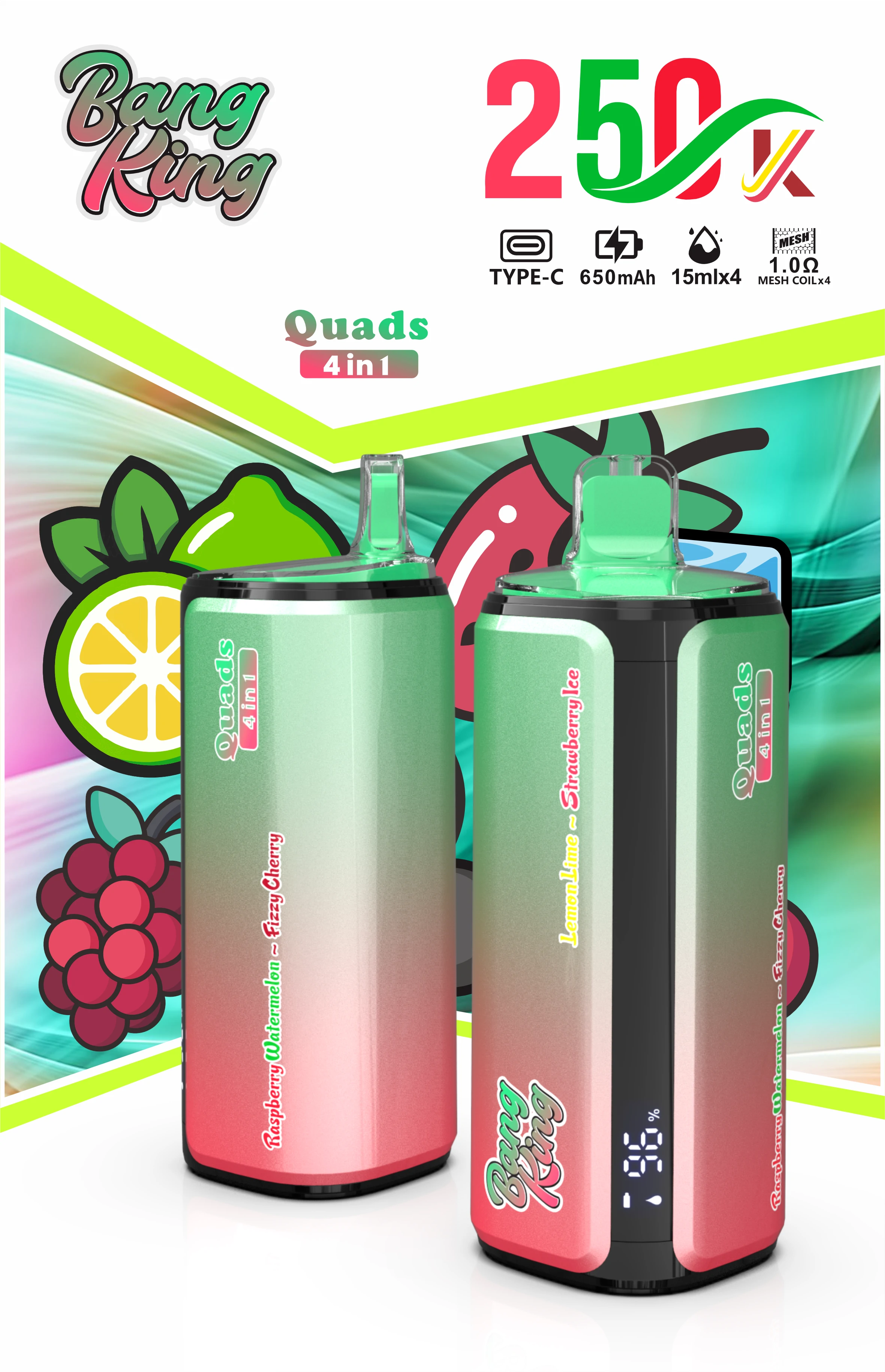 Bang King Quads 250000 250K Bouffées 4-in-1 Vape jetable - image 8