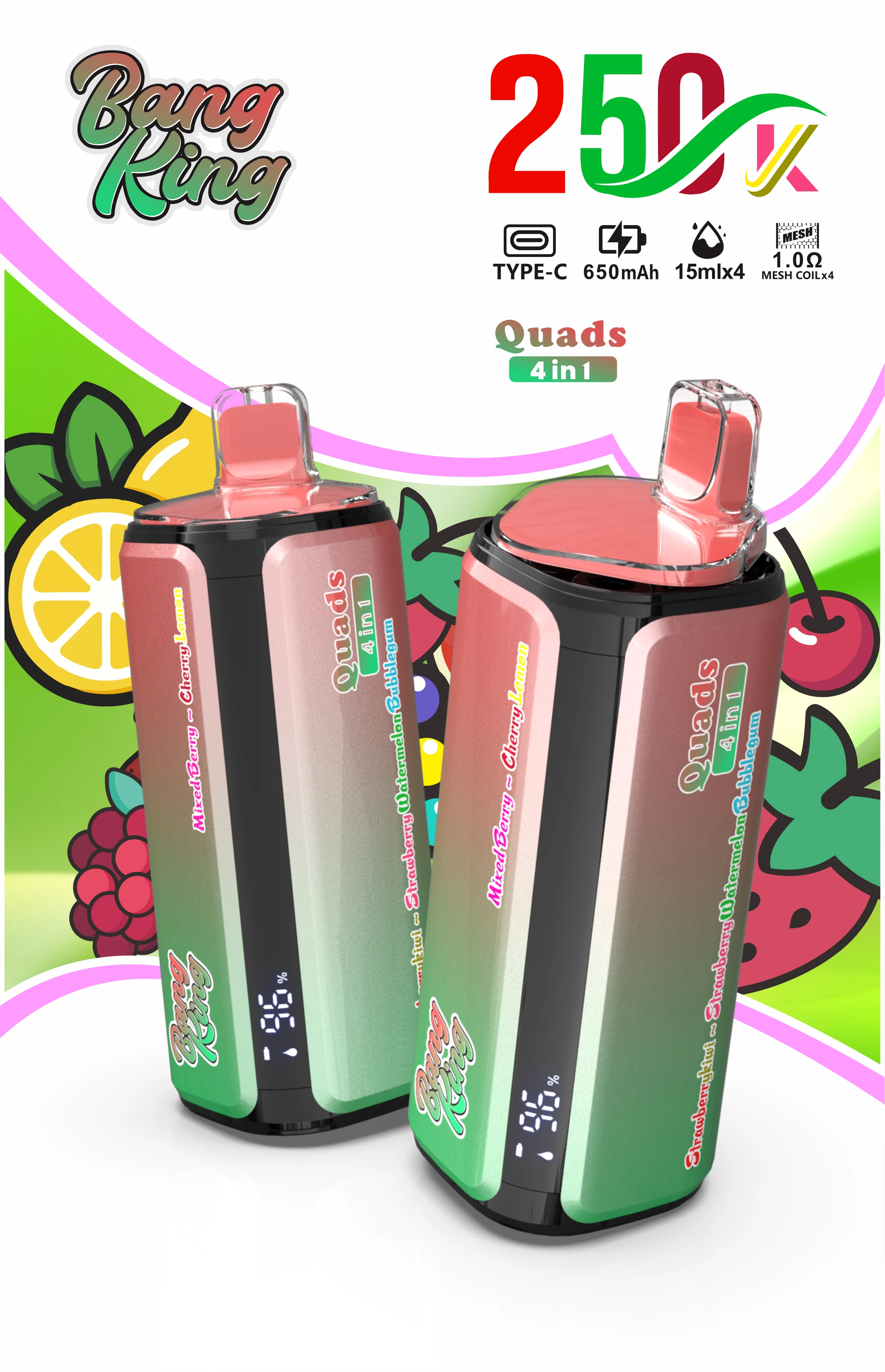 Bang King Quads 250000 250K Bouffées 4-in-1 Vape jetable - image 9