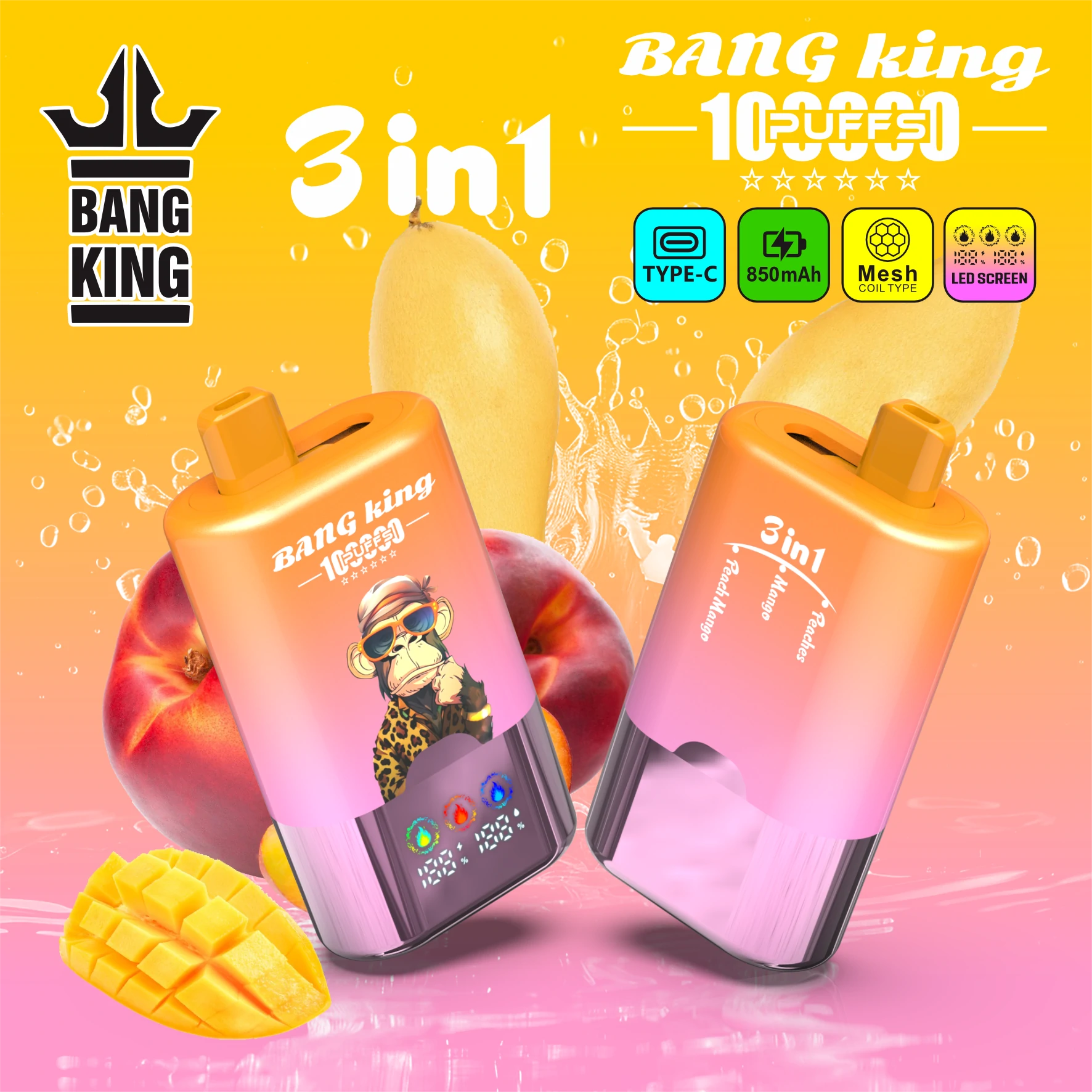 Bang King 100000 100K Bouffées 3-in-1 Vape Jetable