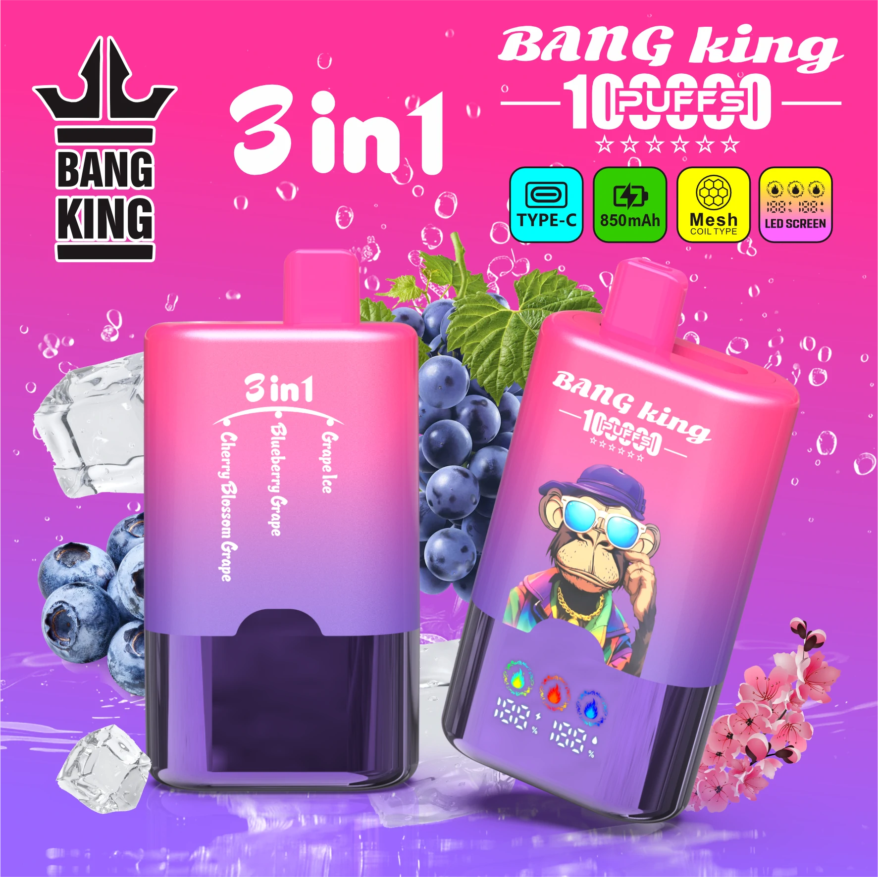 Bang King 100000 100K Bouffées 3-in-1 Vape Jetable - image 4