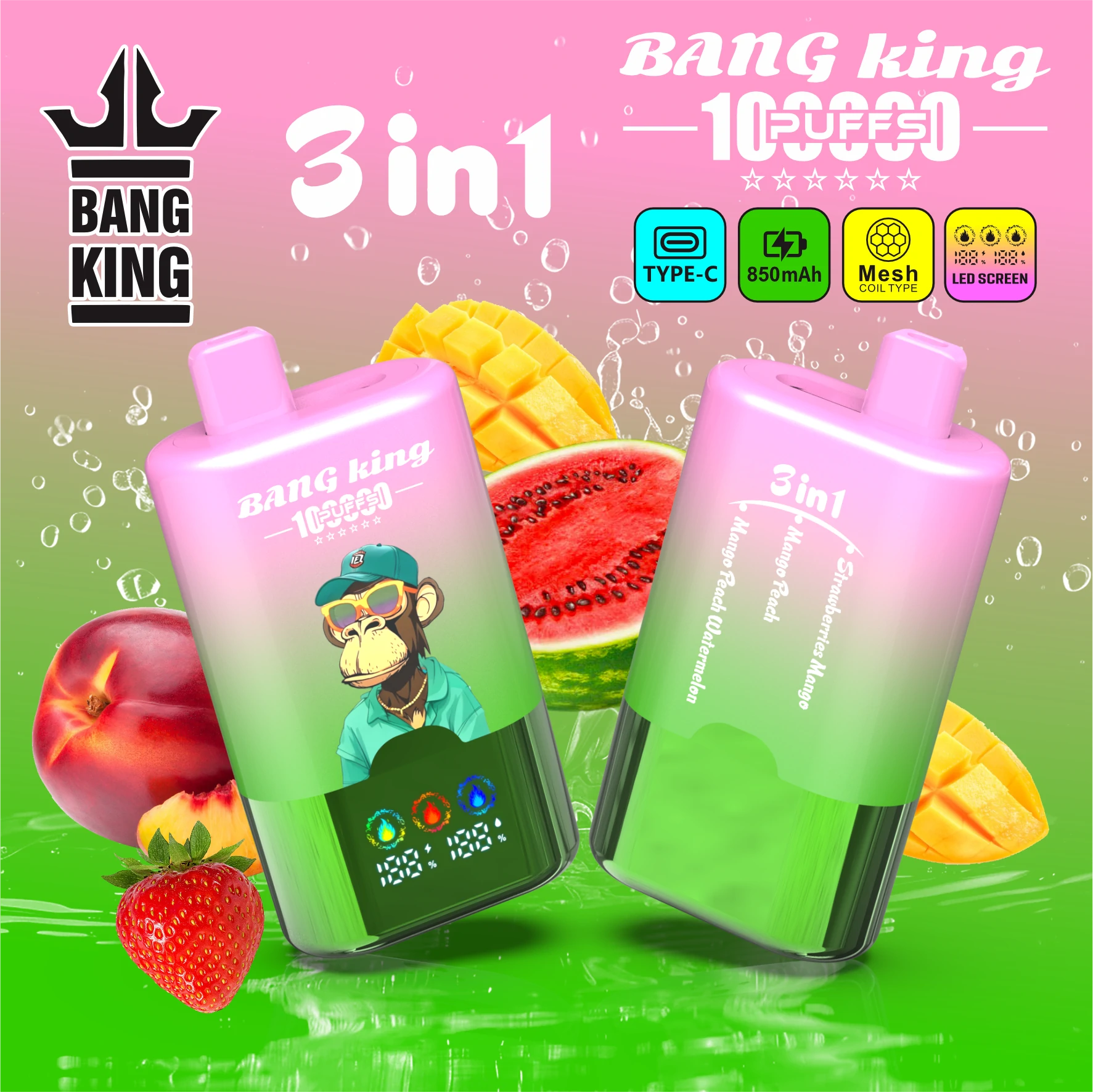 Bang King 100000 100K Bouffées 3-in-1 Vape Jetable - image 2