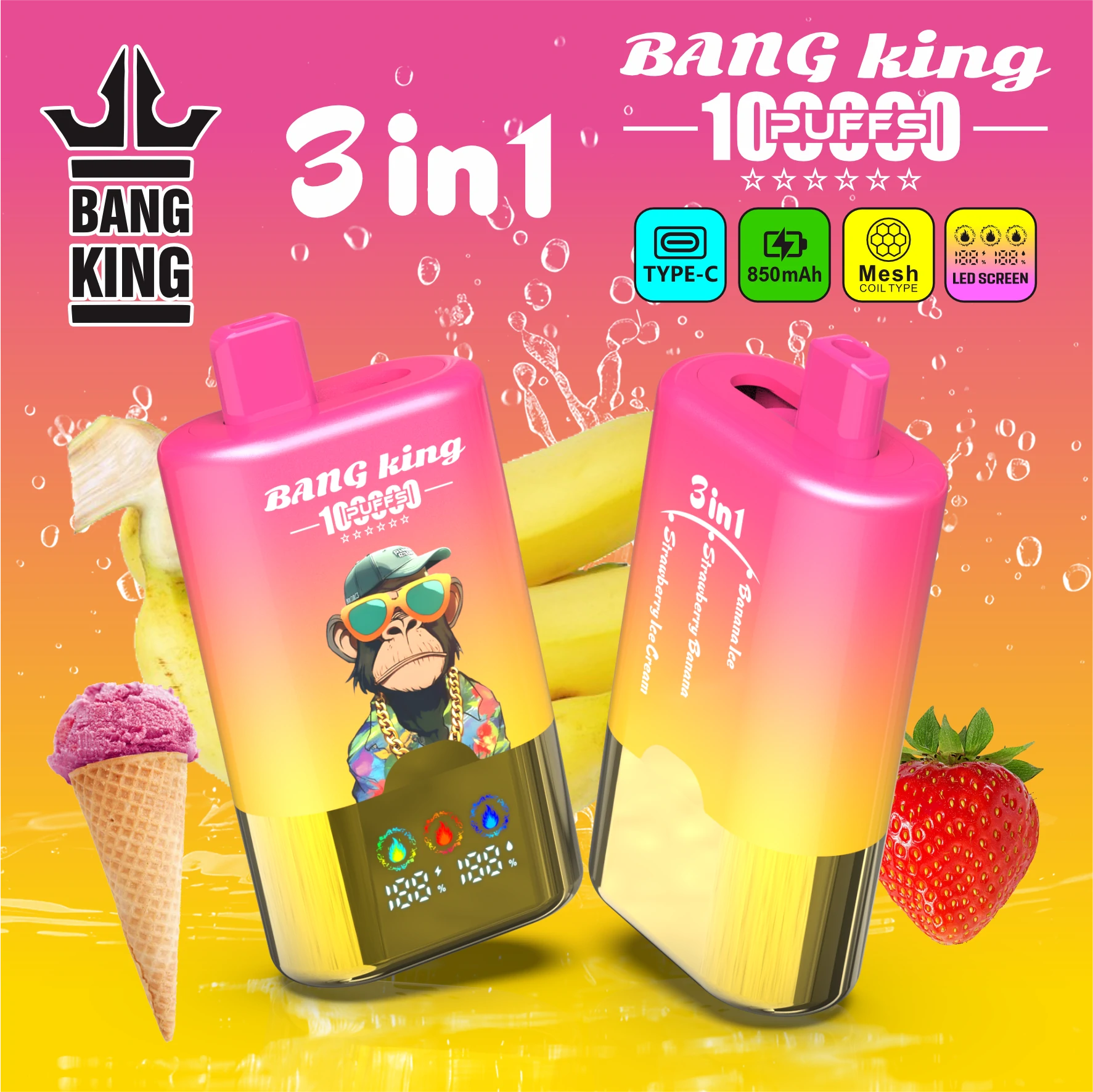 Bang King 100000 100K Bouffées 3-in-1 Vape Jetable - image 6
