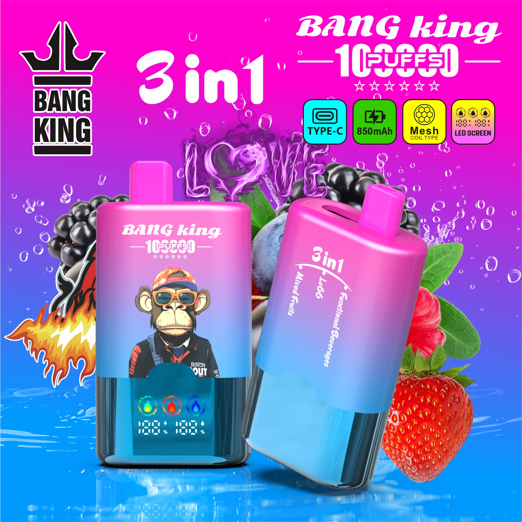 Bang King 100000 100K Bouffées 3-in-1 Vape Jetable - image 10