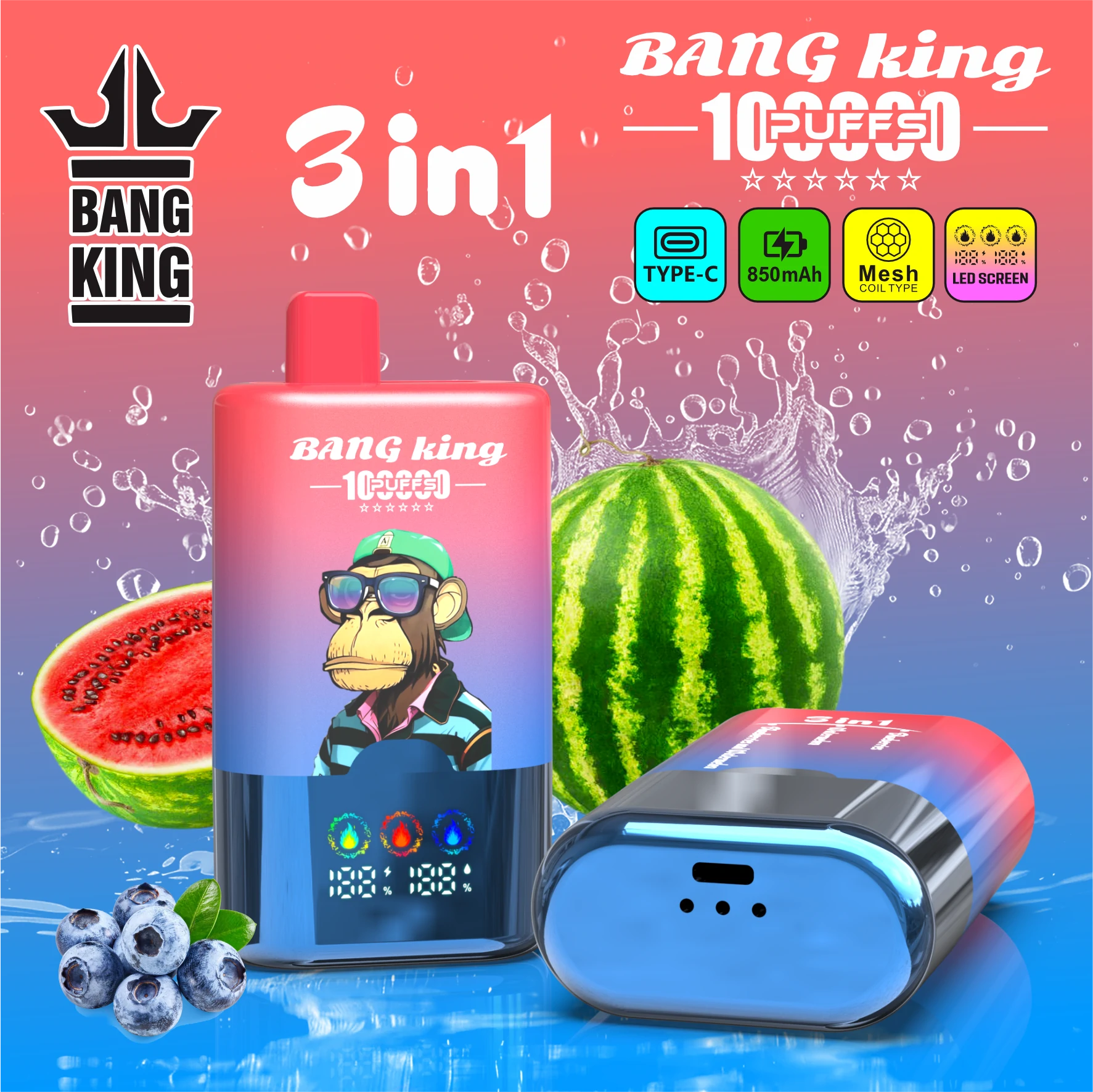 Bang King 100000 100K Bouffées 3-in-1 Vape Jetable - image 9