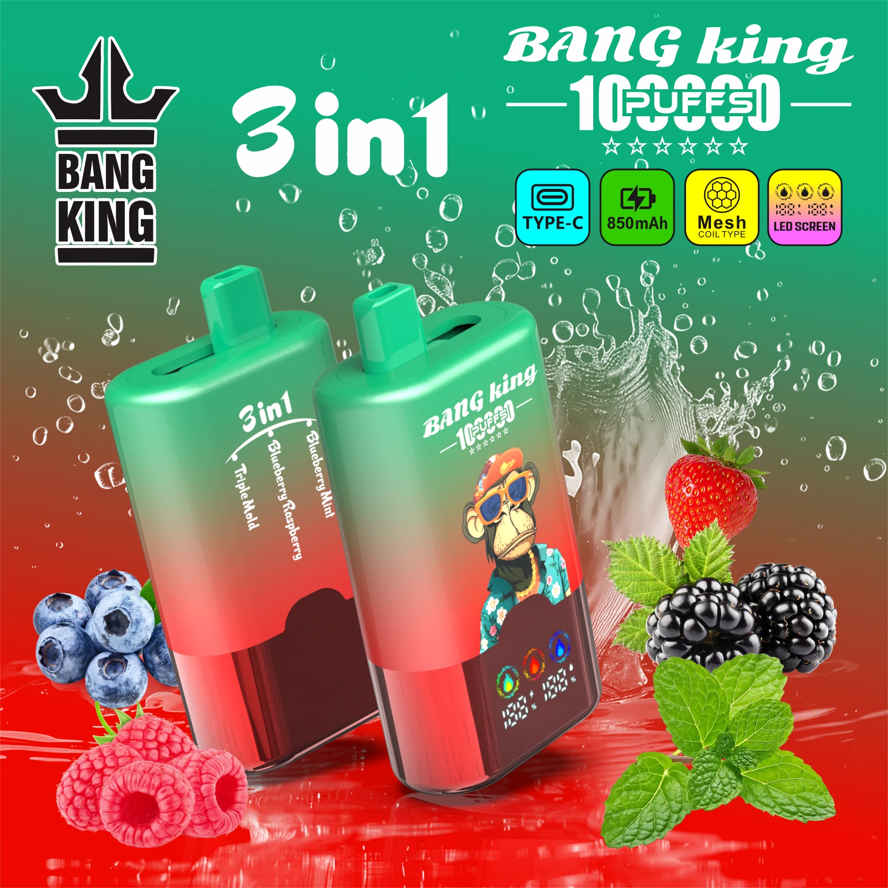 Bang King 100000 100K Bouffées 3-in-1 Vape Jetable - image 11
