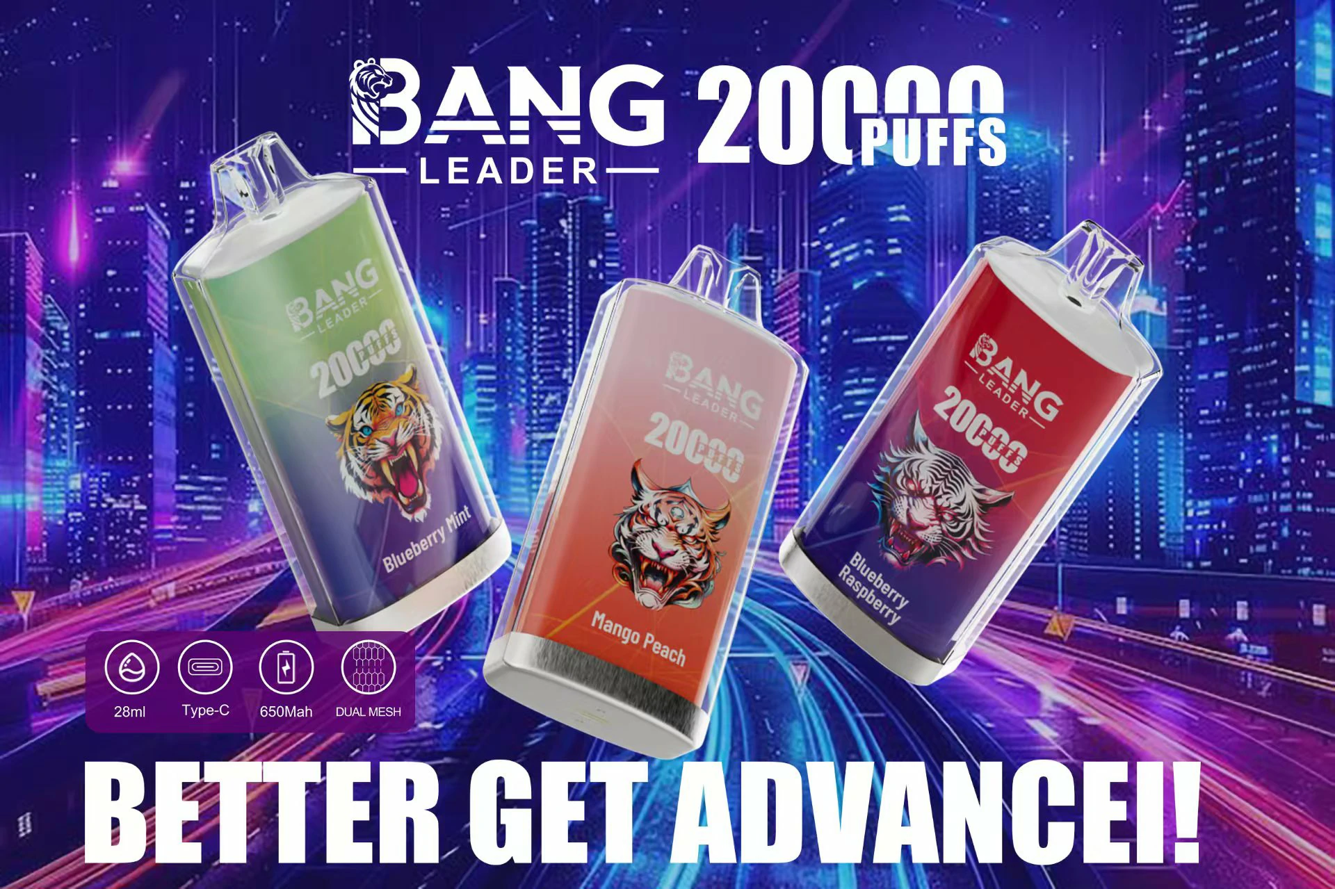 Bang Leader 20000 20K Bouffées Mesh Coil Vape jetable - image 3