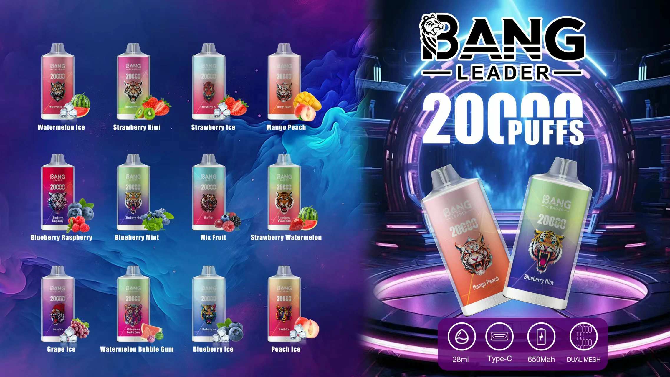 Bang Leader 20000 20K Bouffées Mesh Coil Vape jetable - image 2
