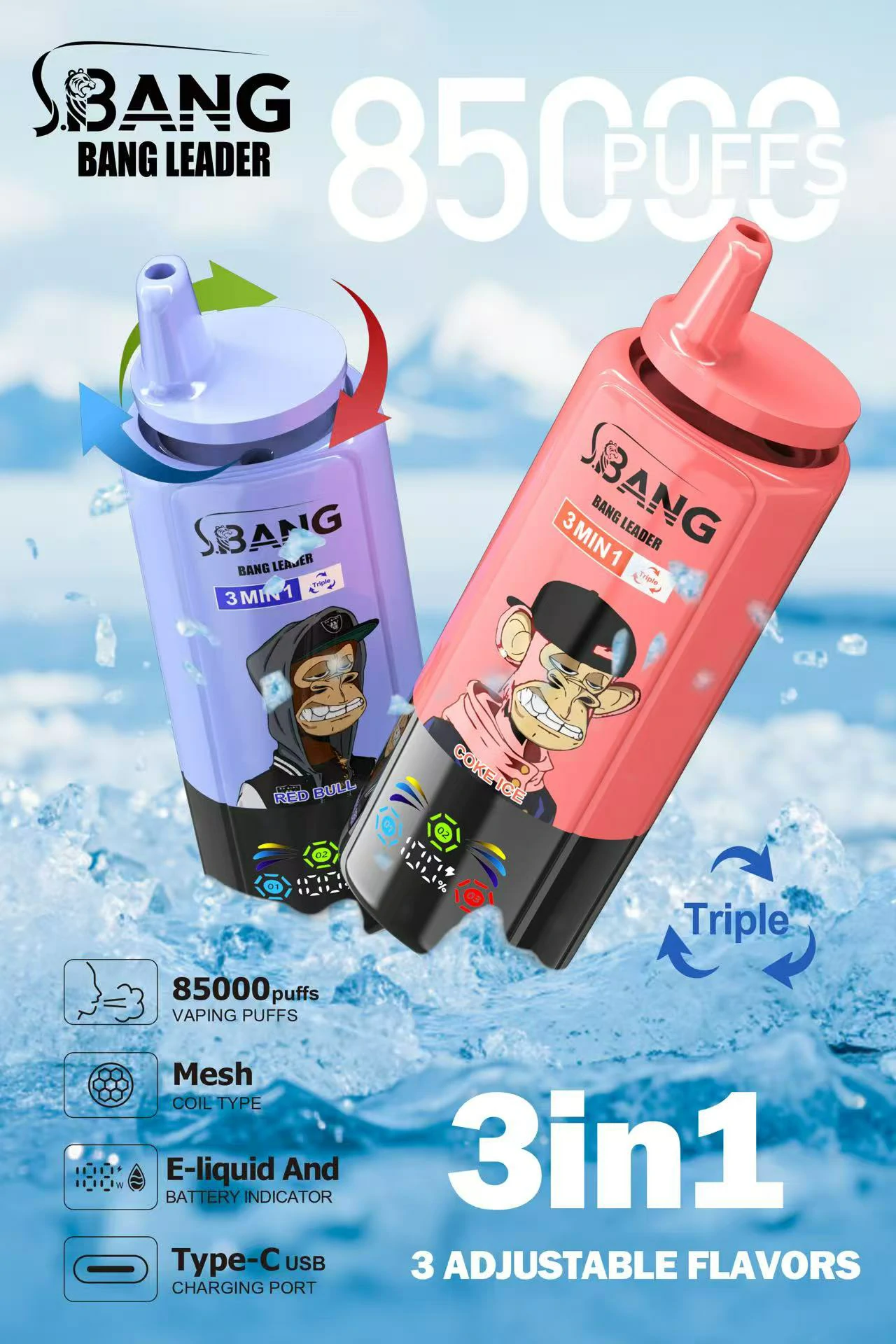 Bang Leader 85000 85K Bouffées 3-in-1 Vape jetable - image 14