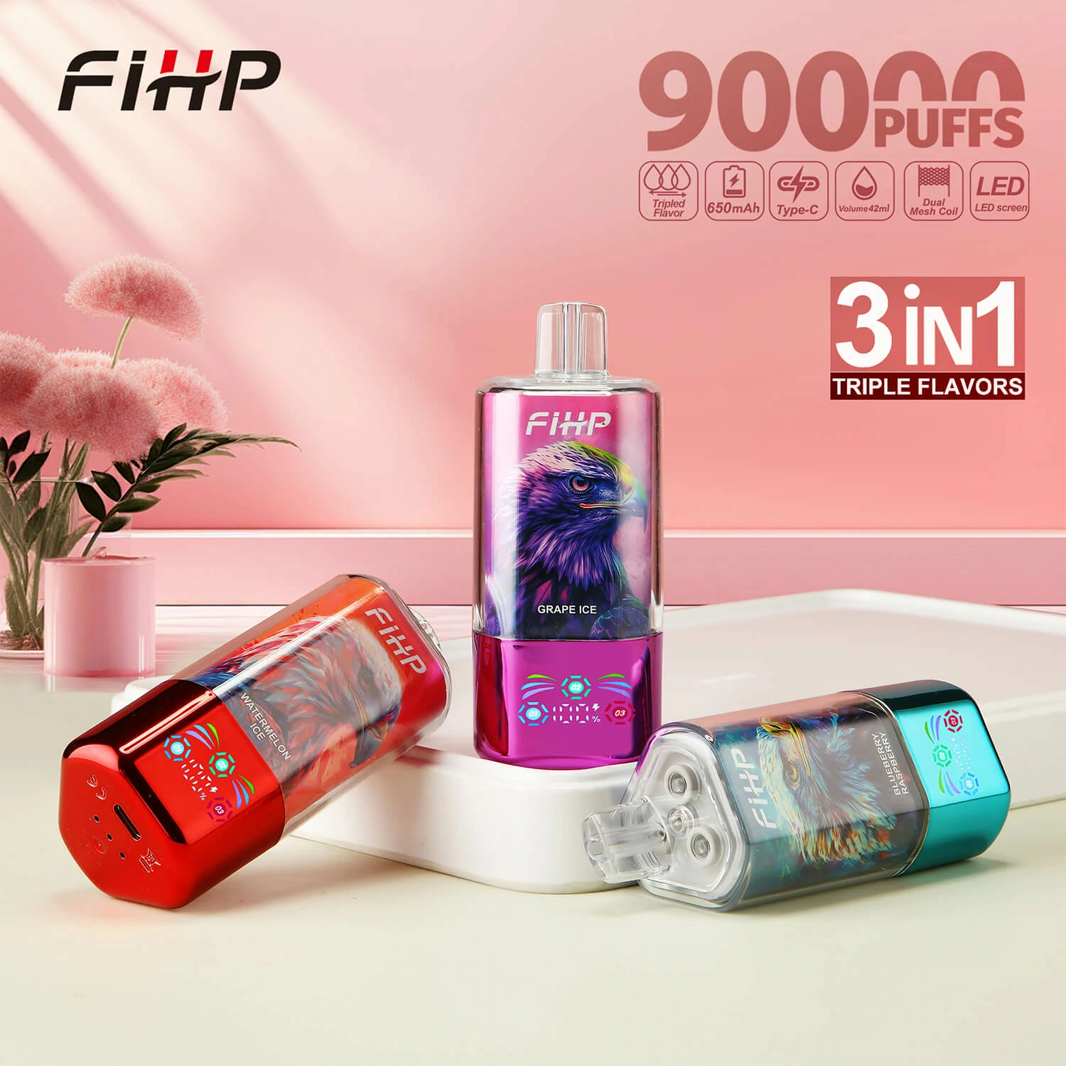 FIHP 3-in-1 90000 90K Bouffées Vape jetable